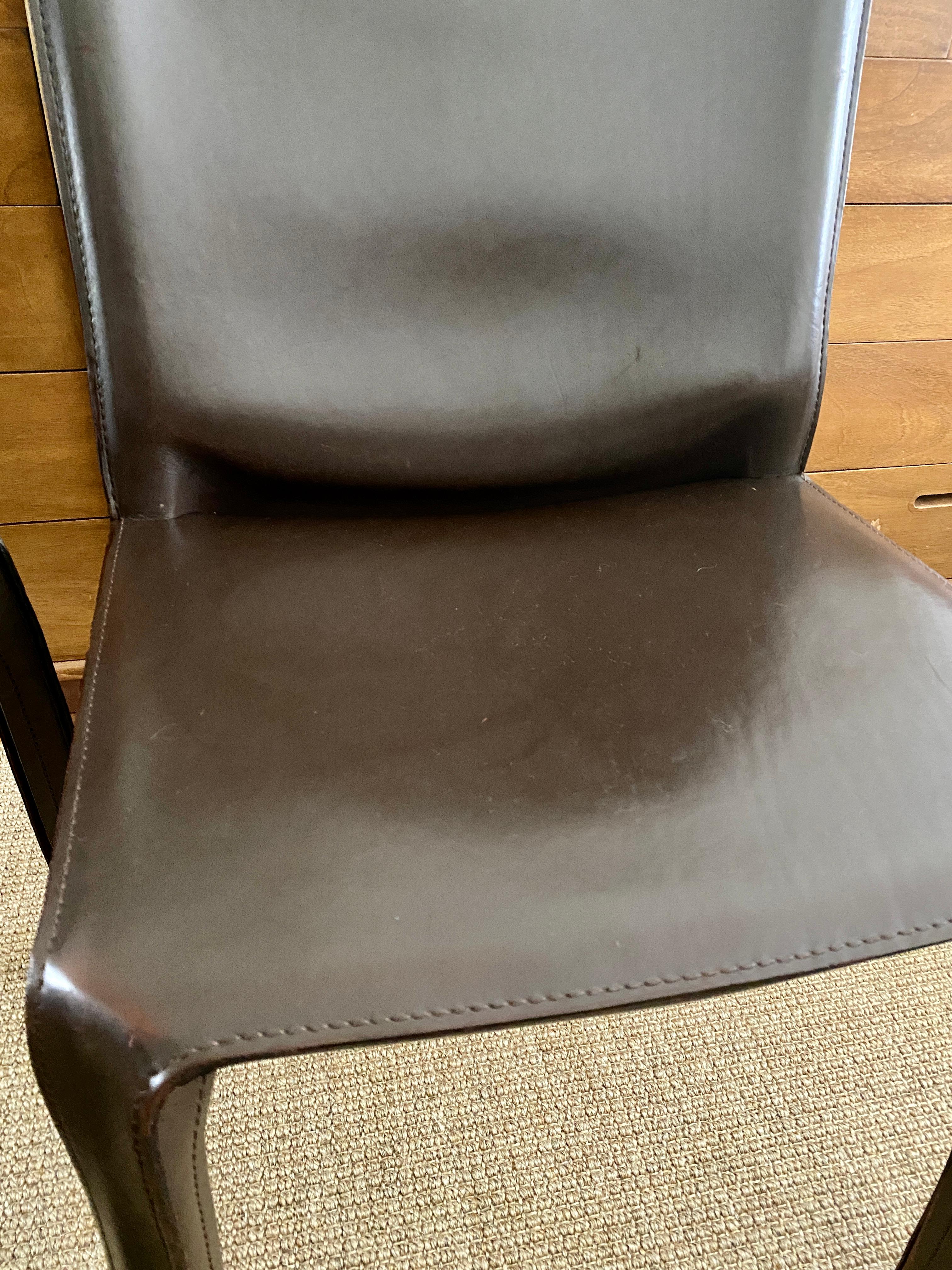 Two Dark Brown CAB 412 Chairs Designed by Mario Bellini for Cassina For Sale 6