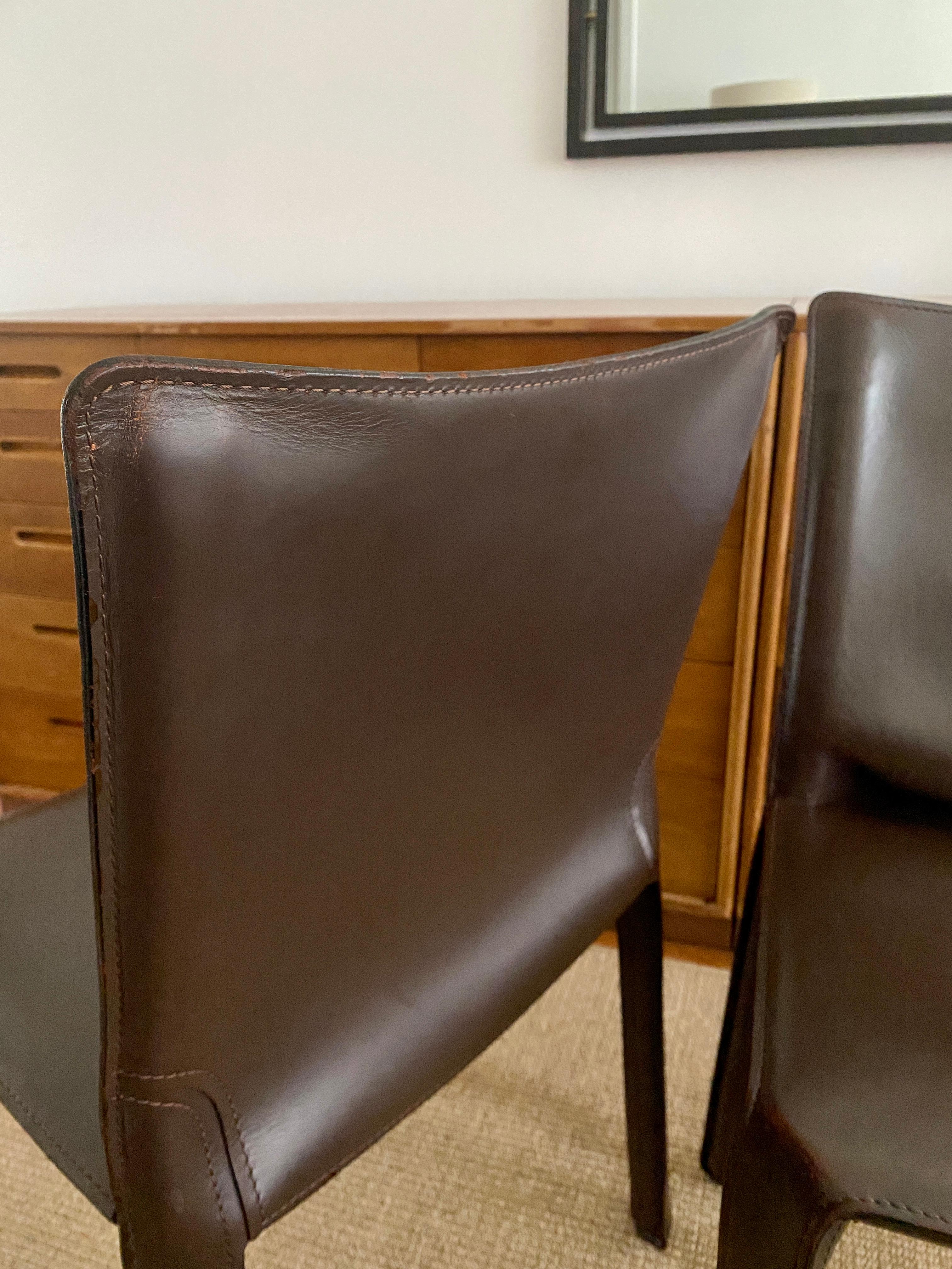 Two Dark Brown CAB 412 Chairs Designed by Mario Bellini for Cassina For Sale 7