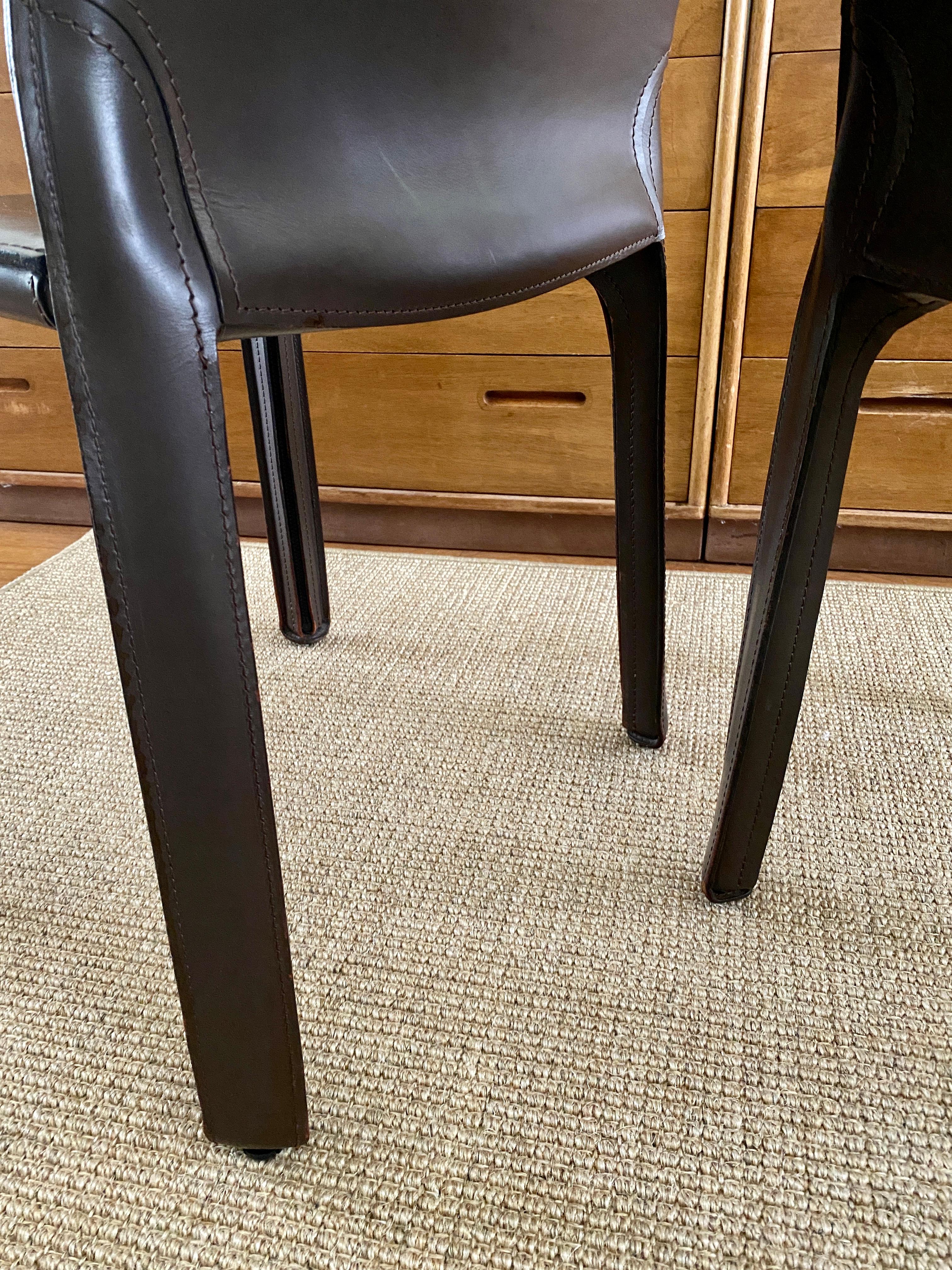 Two Dark Brown CAB 412 Chairs Designed by Mario Bellini for Cassina For Sale 8
