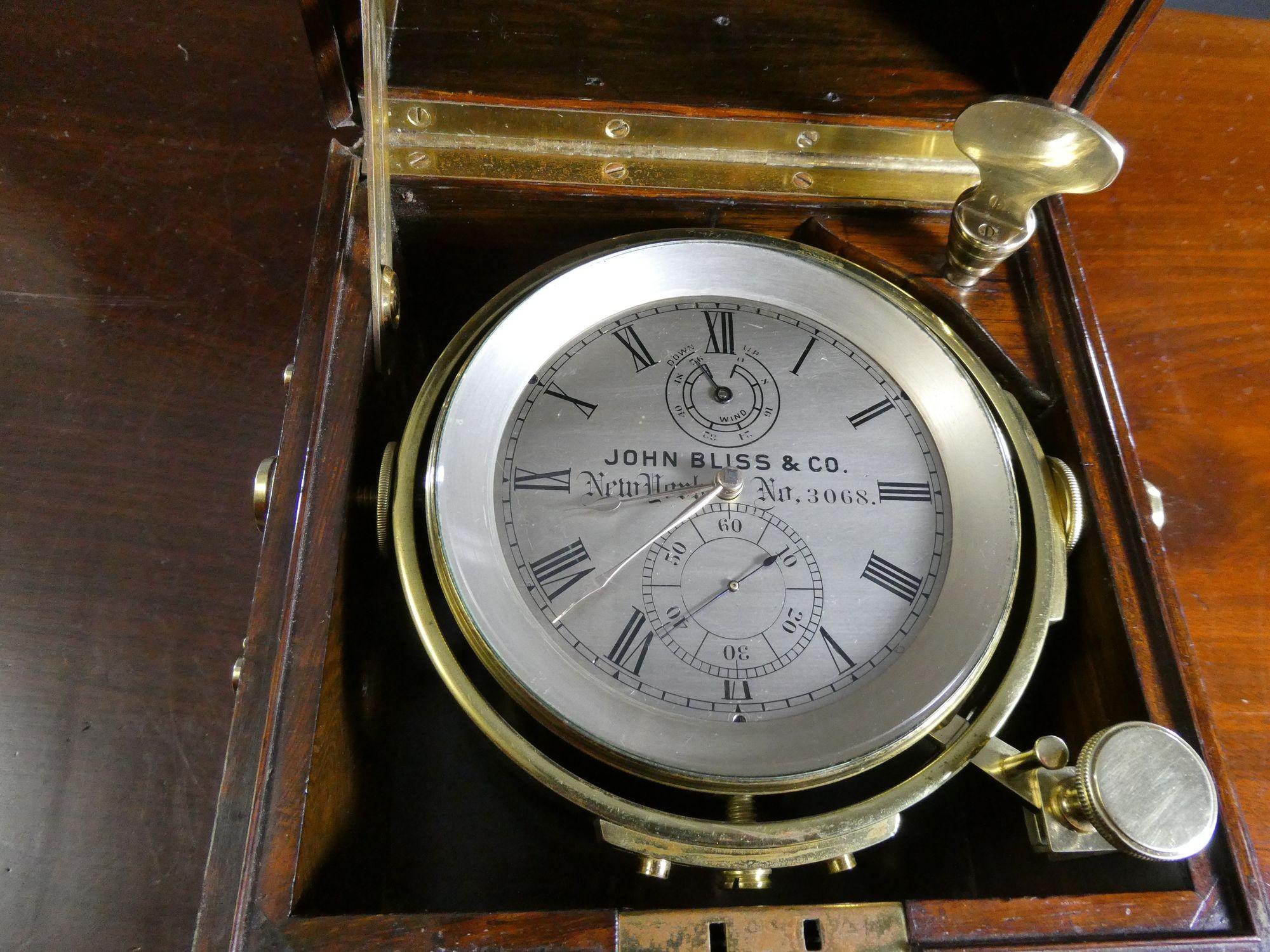 Two Day Marine Chronometer by John Bliss, New York. No.3068 In Good Condition For Sale In Norwich, GB