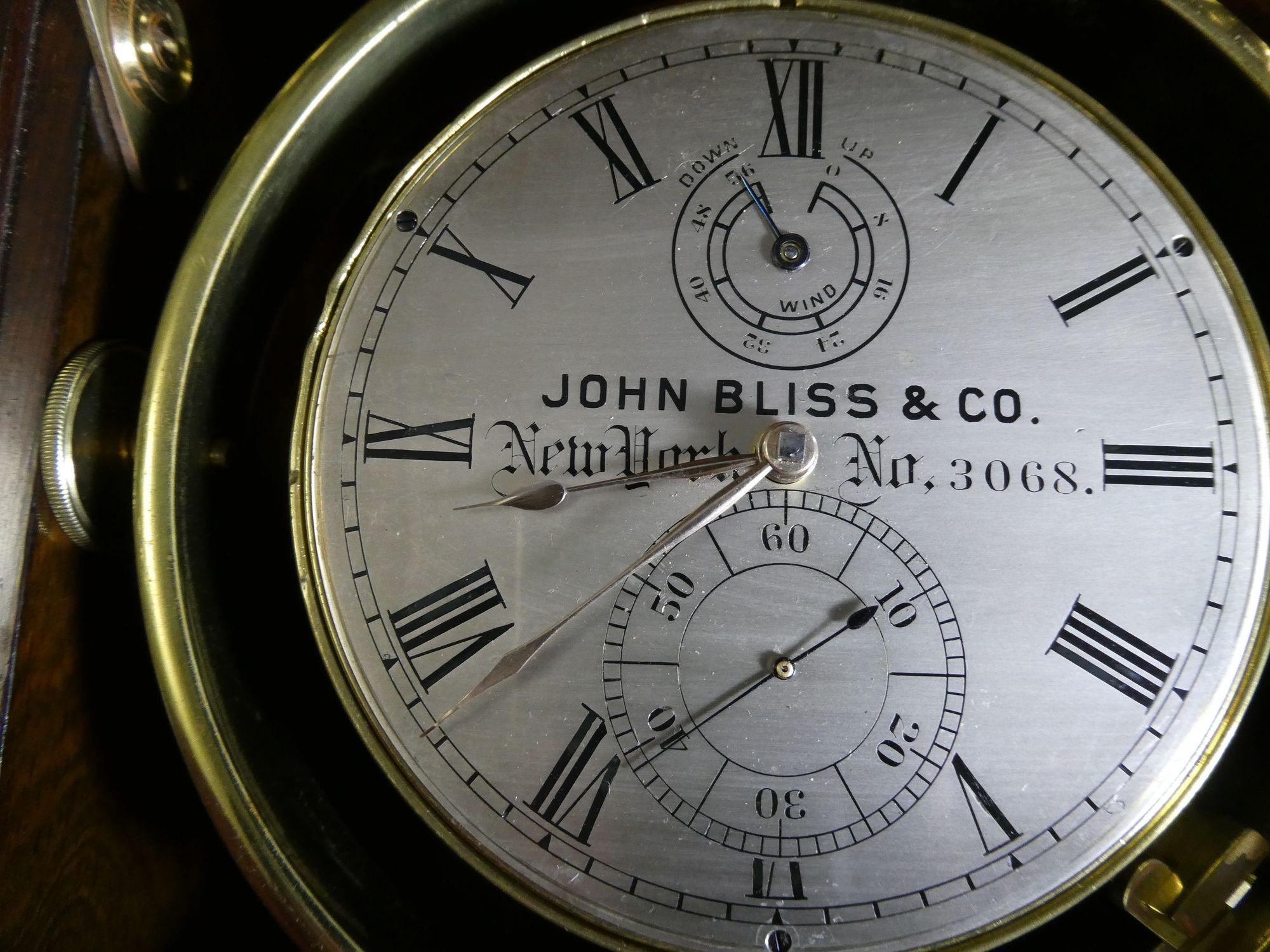 Zwei-Tage-Marinechronometer von John Bliss, New York. Nr. 3068 im Zustand „Gut“ im Angebot in Norwich, GB