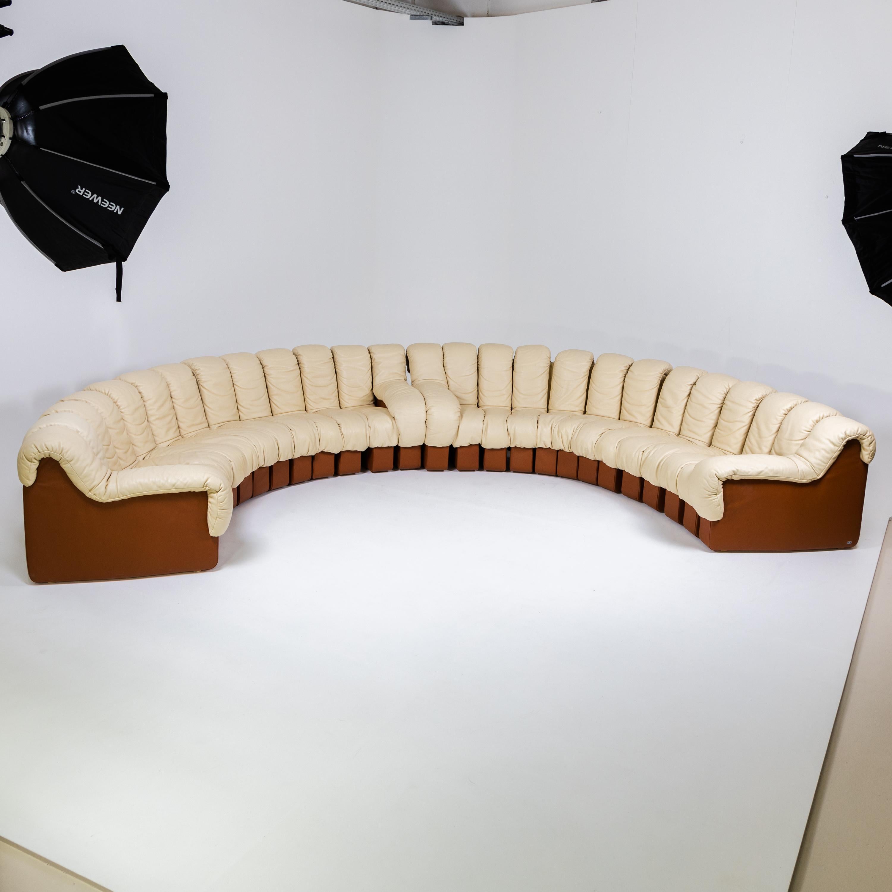 Post-Modern Two De Sede Leather Sofas, Model 