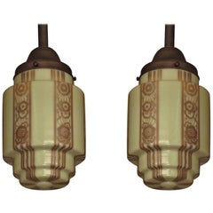 Two Deco Designed Custard Globes