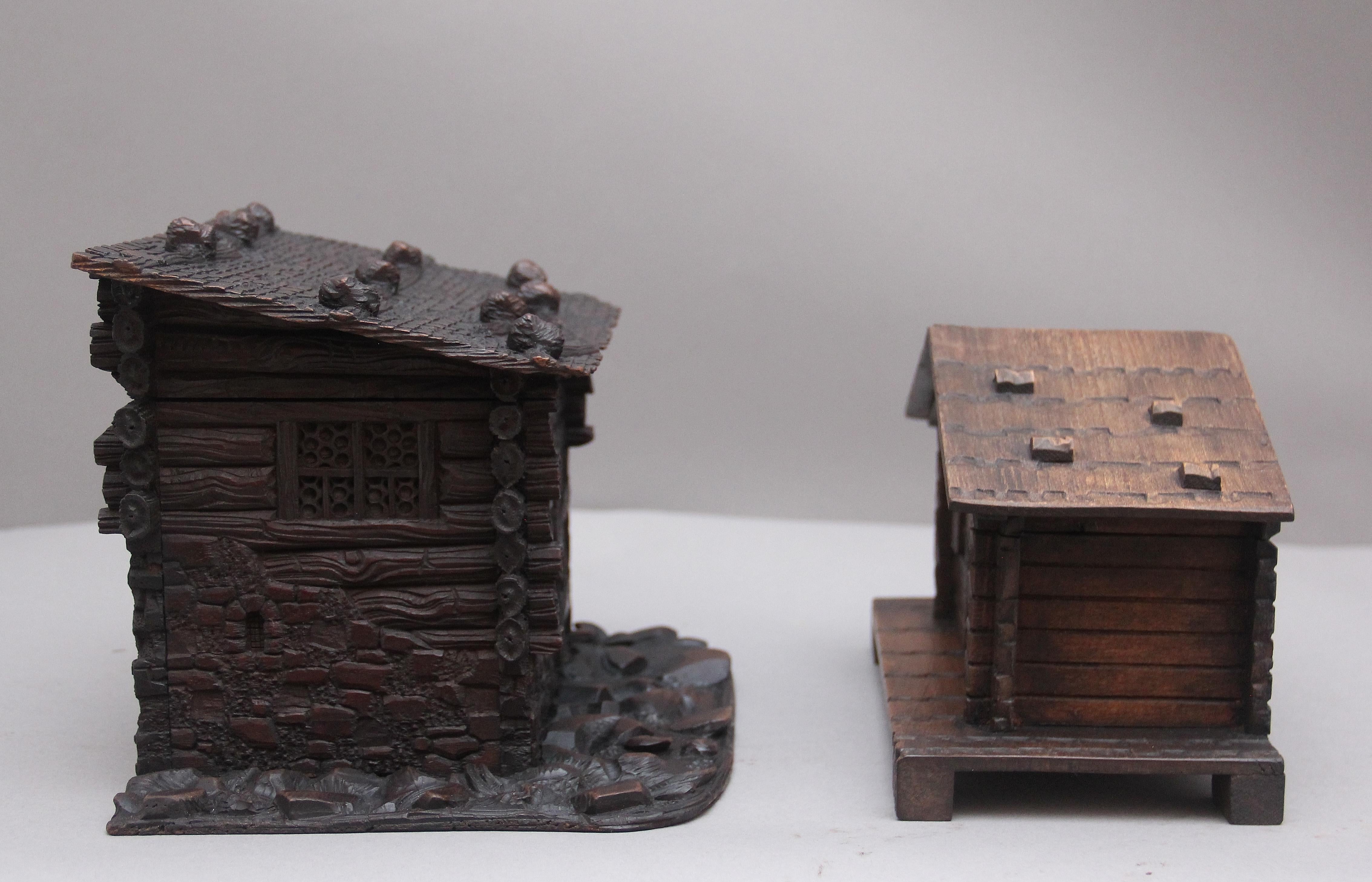 Walnut Two Decorative 19th Century Black Forest Cottages