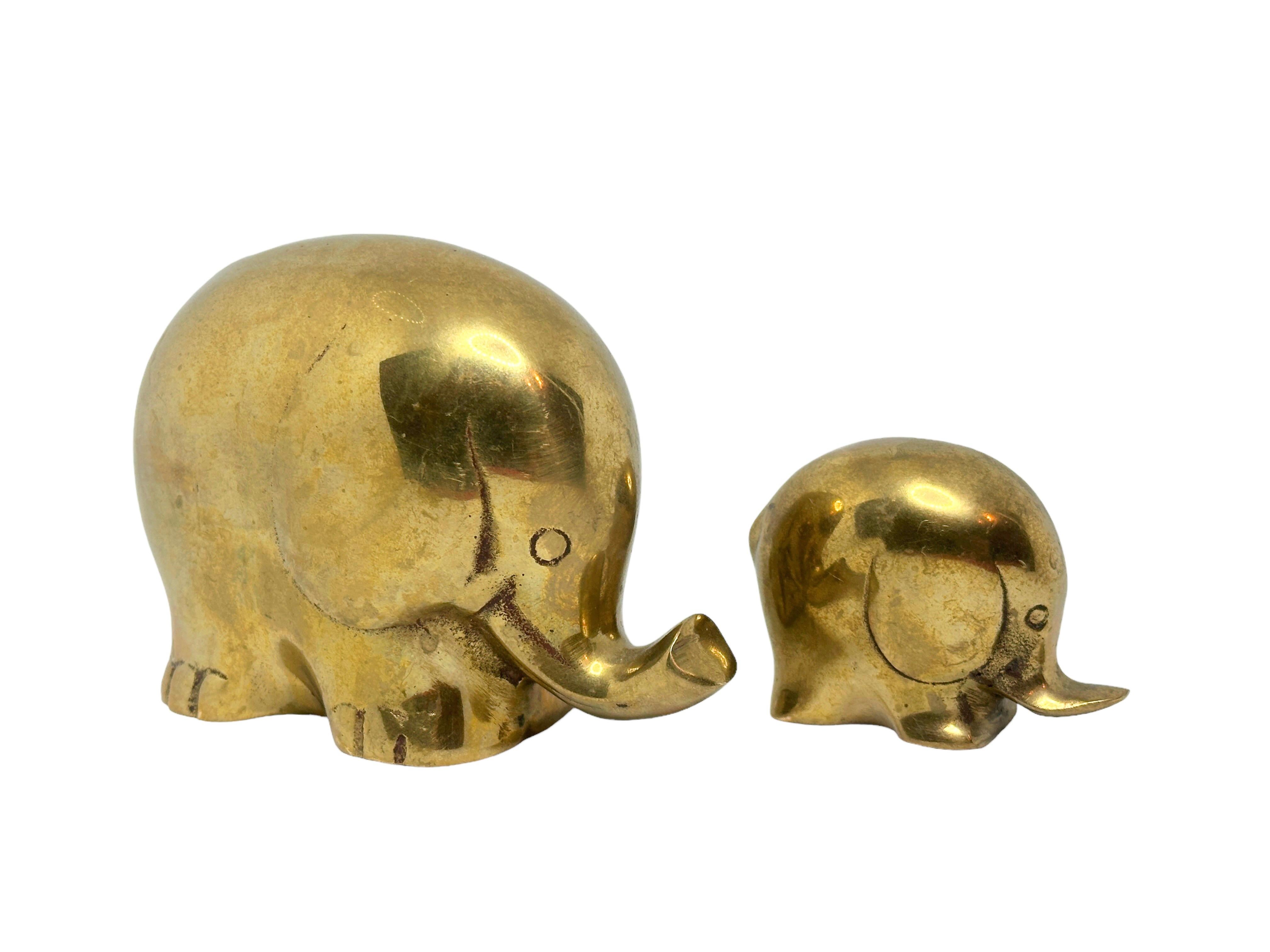 Mid-Century Modern Two Decorative Elephant Sculpture Statue Made of Brass Midcentury Modern German For Sale