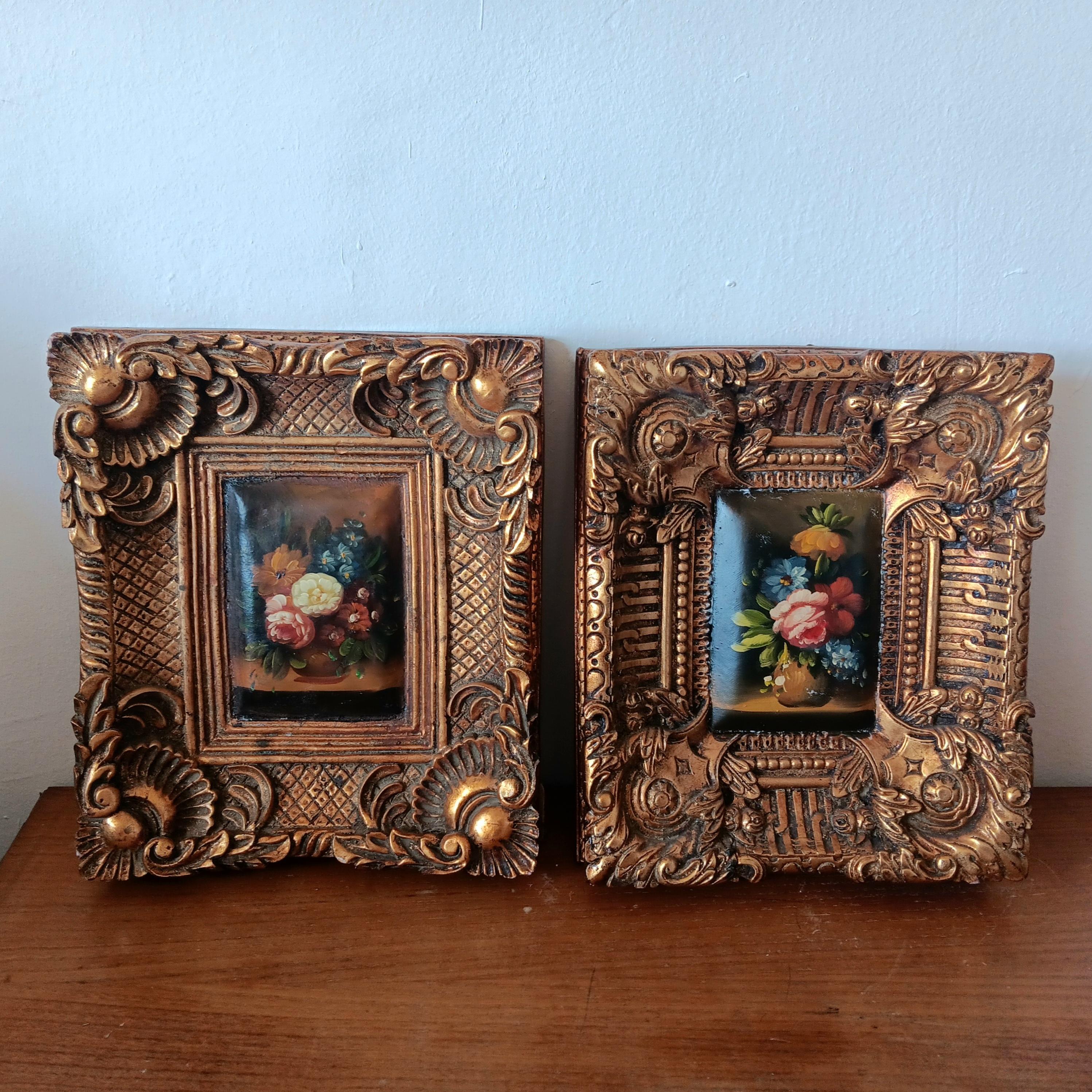 Dekorative goldene Barockrahmen im Barockstil mit Blumenstrauß im Angebot 7