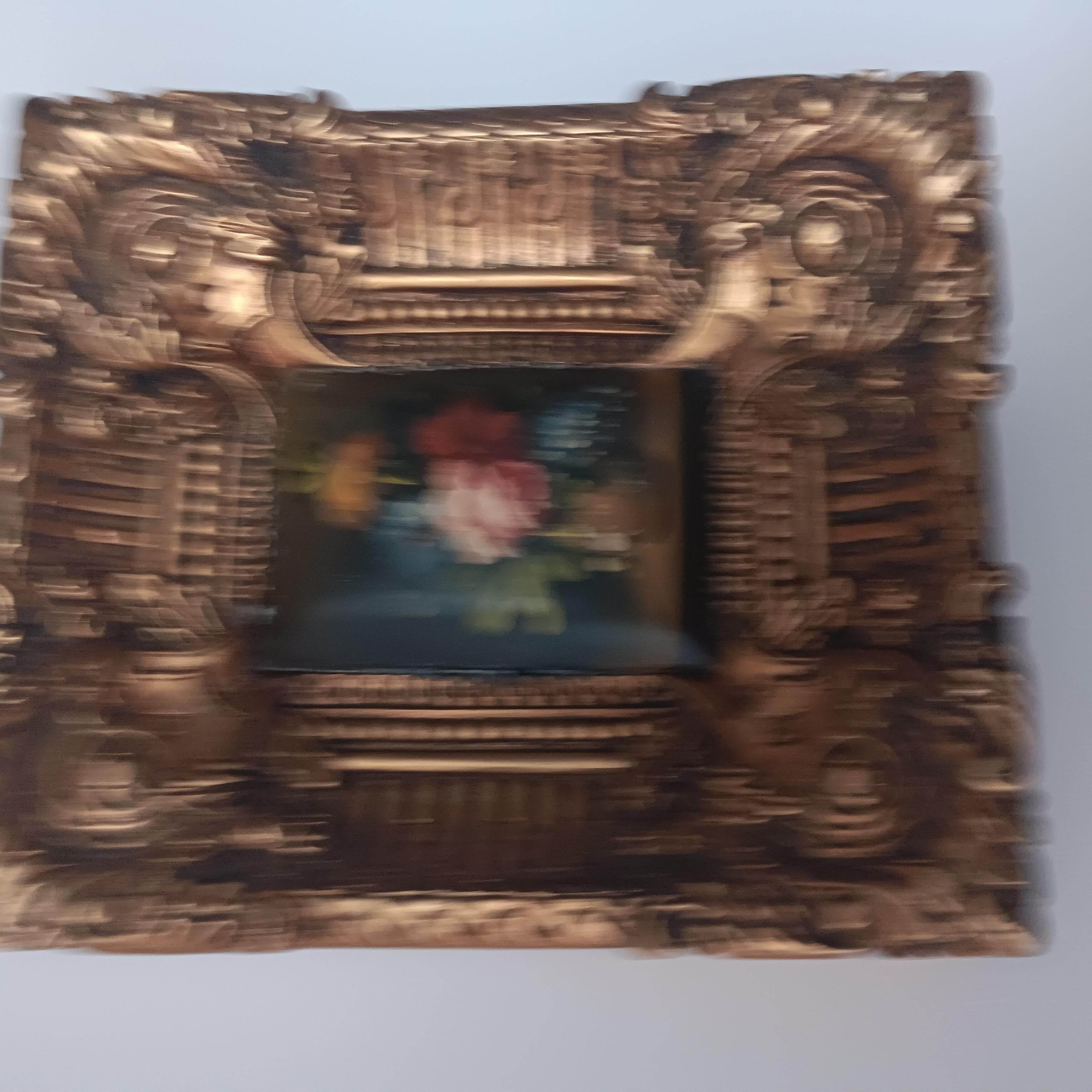 Dekorative goldene Barockrahmen im Barockstil mit Blumenstrauß im Angebot 11