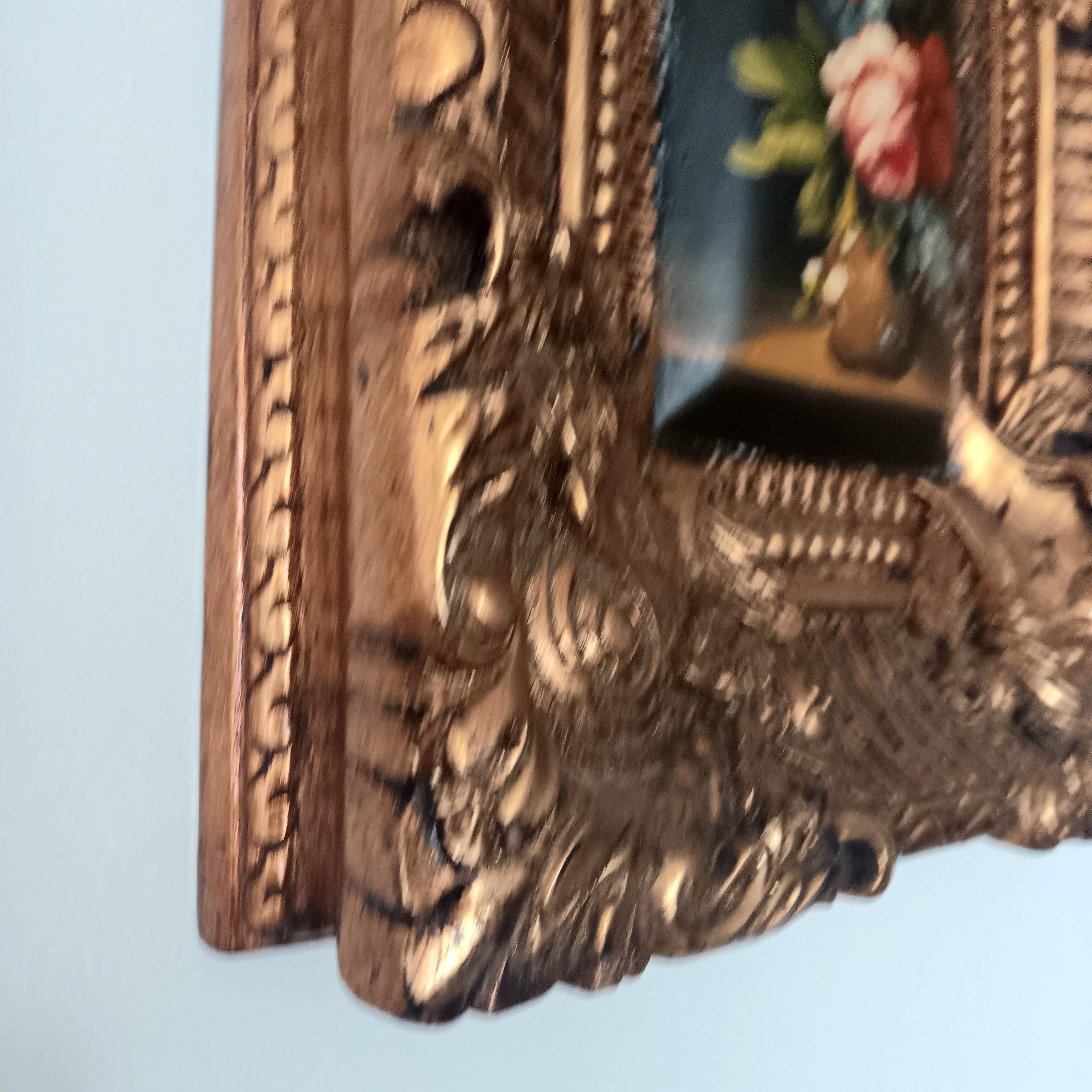 Dekorative goldene Barockrahmen im Barockstil mit Blumenstrauß im Angebot 12