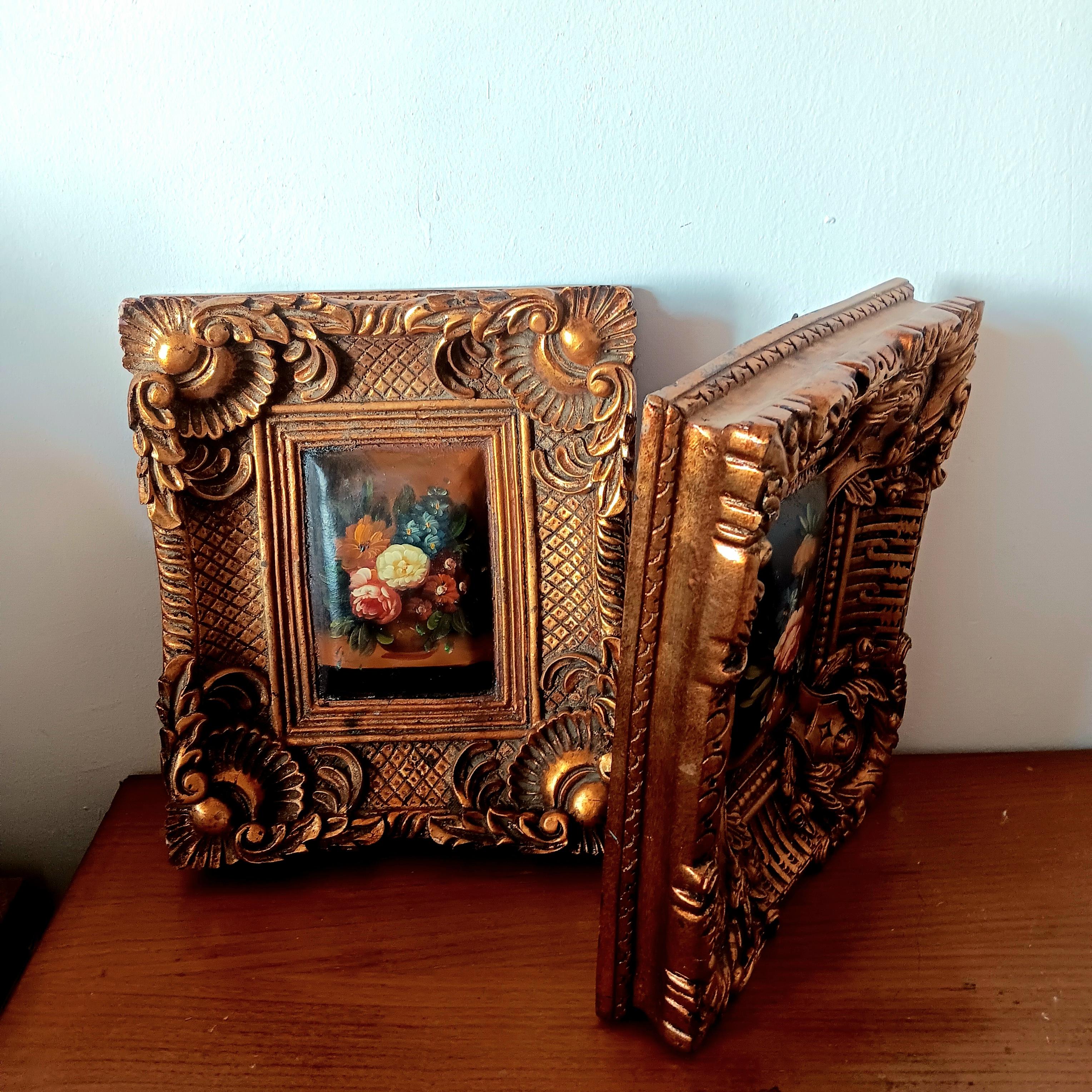 Dekorative goldene Barockrahmen im Barockstil mit Blumenstrauß im Zustand „Hervorragend“ im Angebot in Mombuey, Zamora