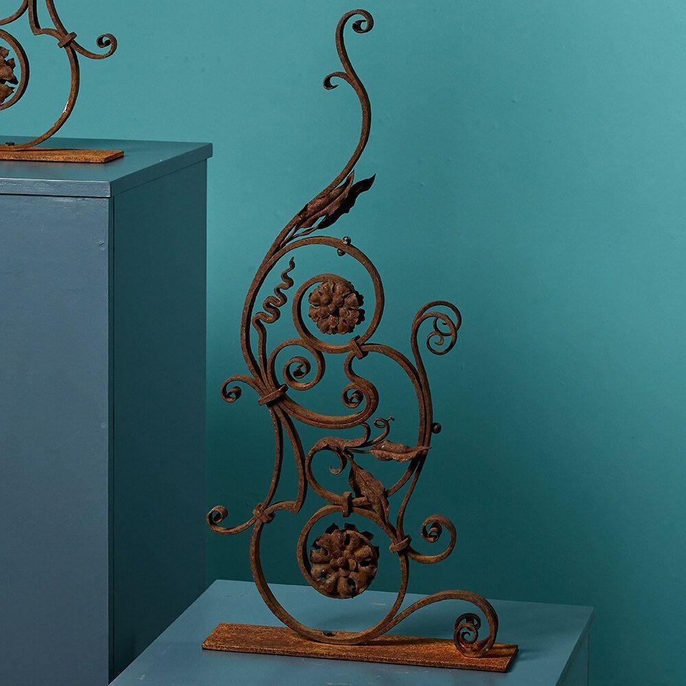 Victorian Two Decorative Wrought Iron Scrolling Brackets For Sale