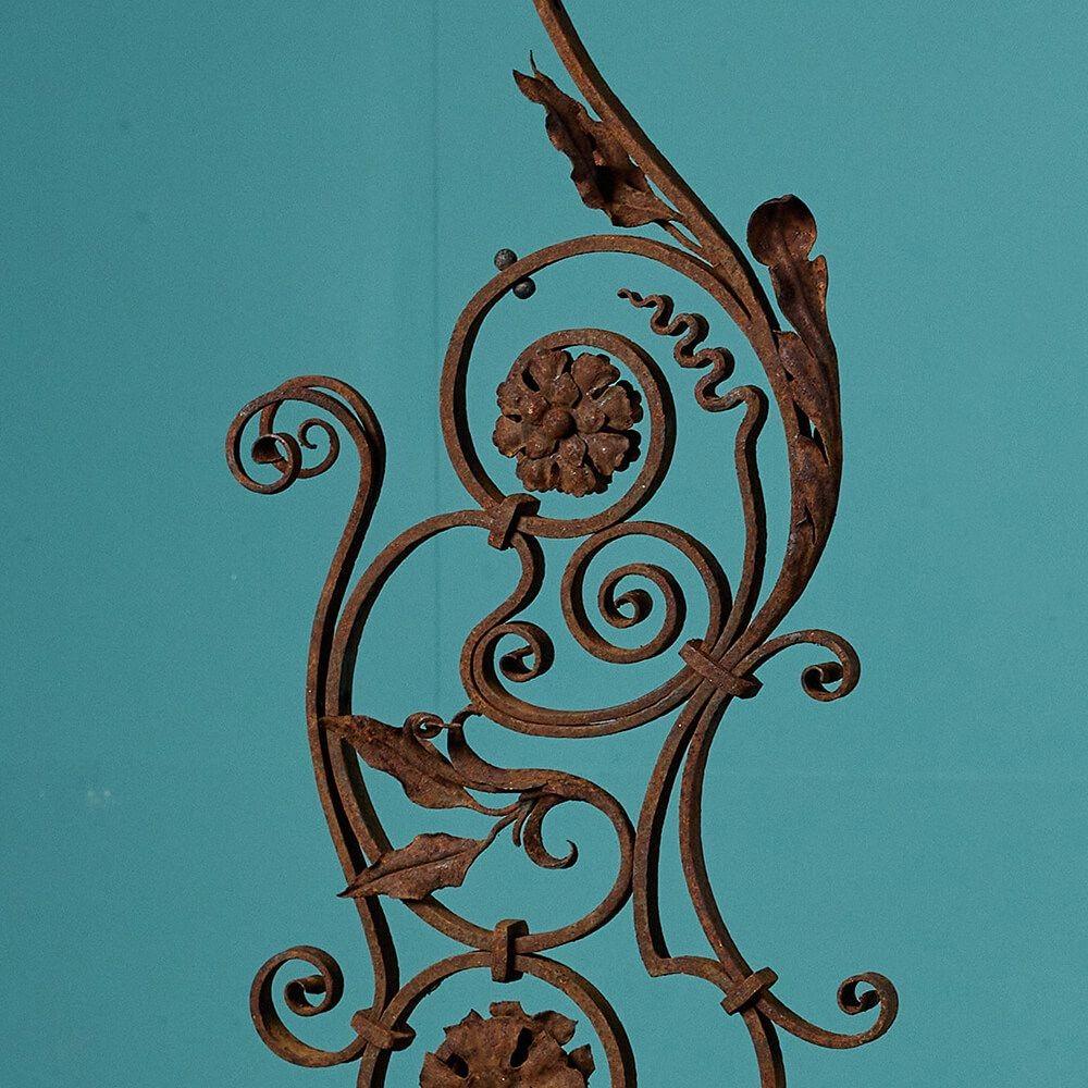 English Two Decorative Wrought Iron Scrolling Brackets For Sale