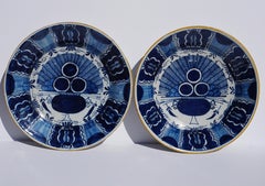 Two Delft Peacock Plates, Dutch 18th Century