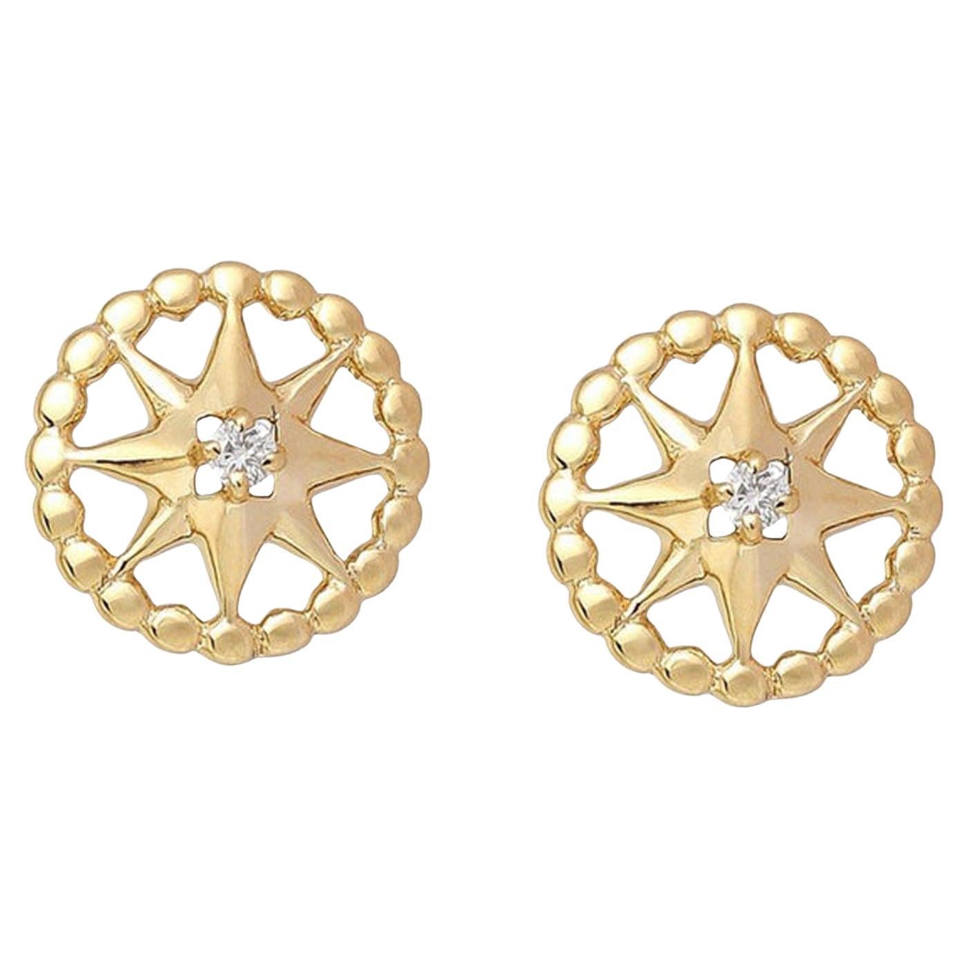 Two Diamond 14K (or 18k upon request) Yellow Gold Diamond Stud Earrings