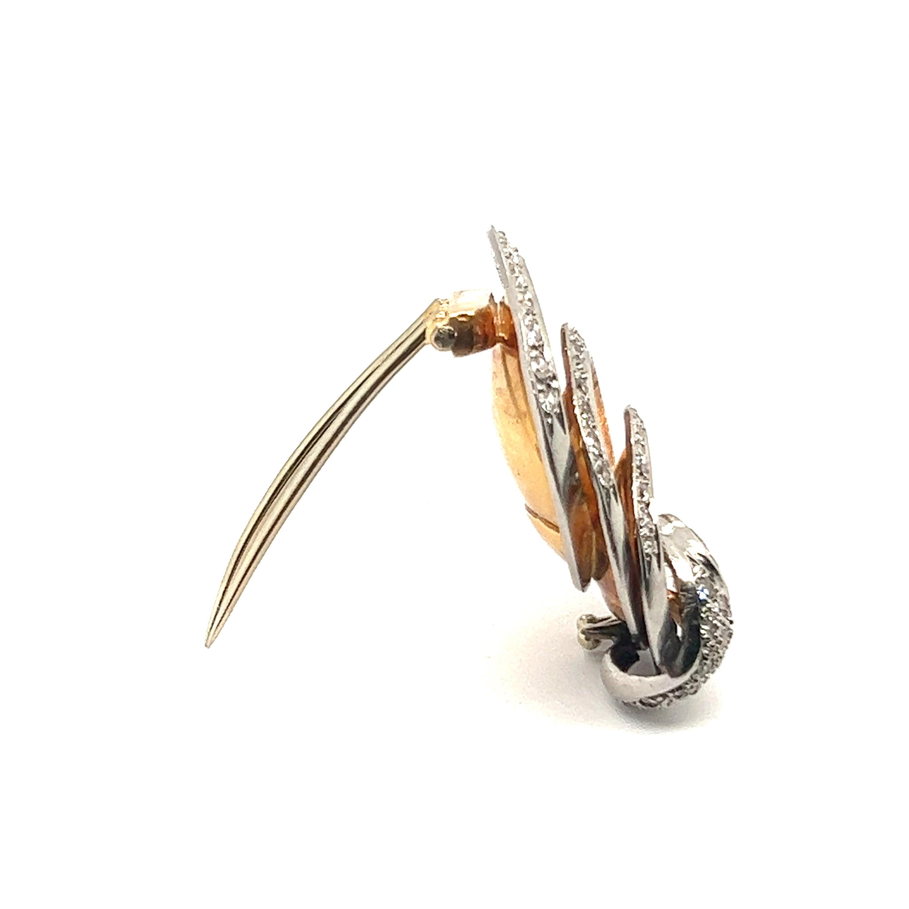 Two Diamond Clip Brooches in 18 Karat Rose and White Gold by Gübelin