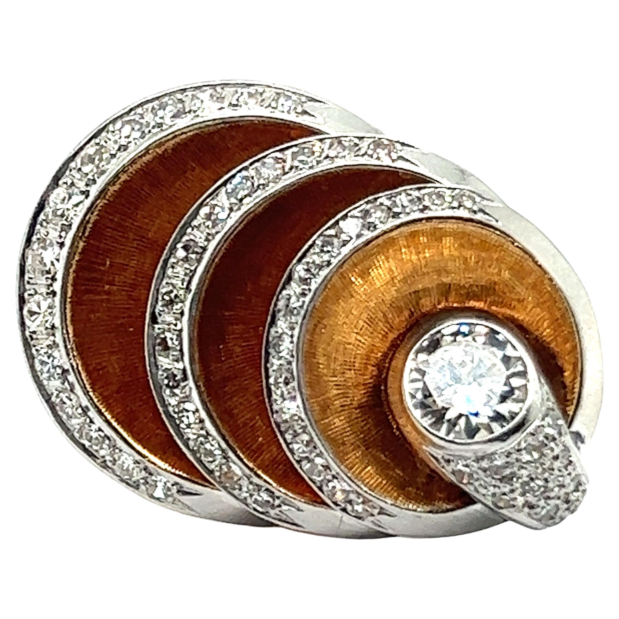 Two Diamond Clip Brooches in 18 Karat Rose and White Gold by Gübelin