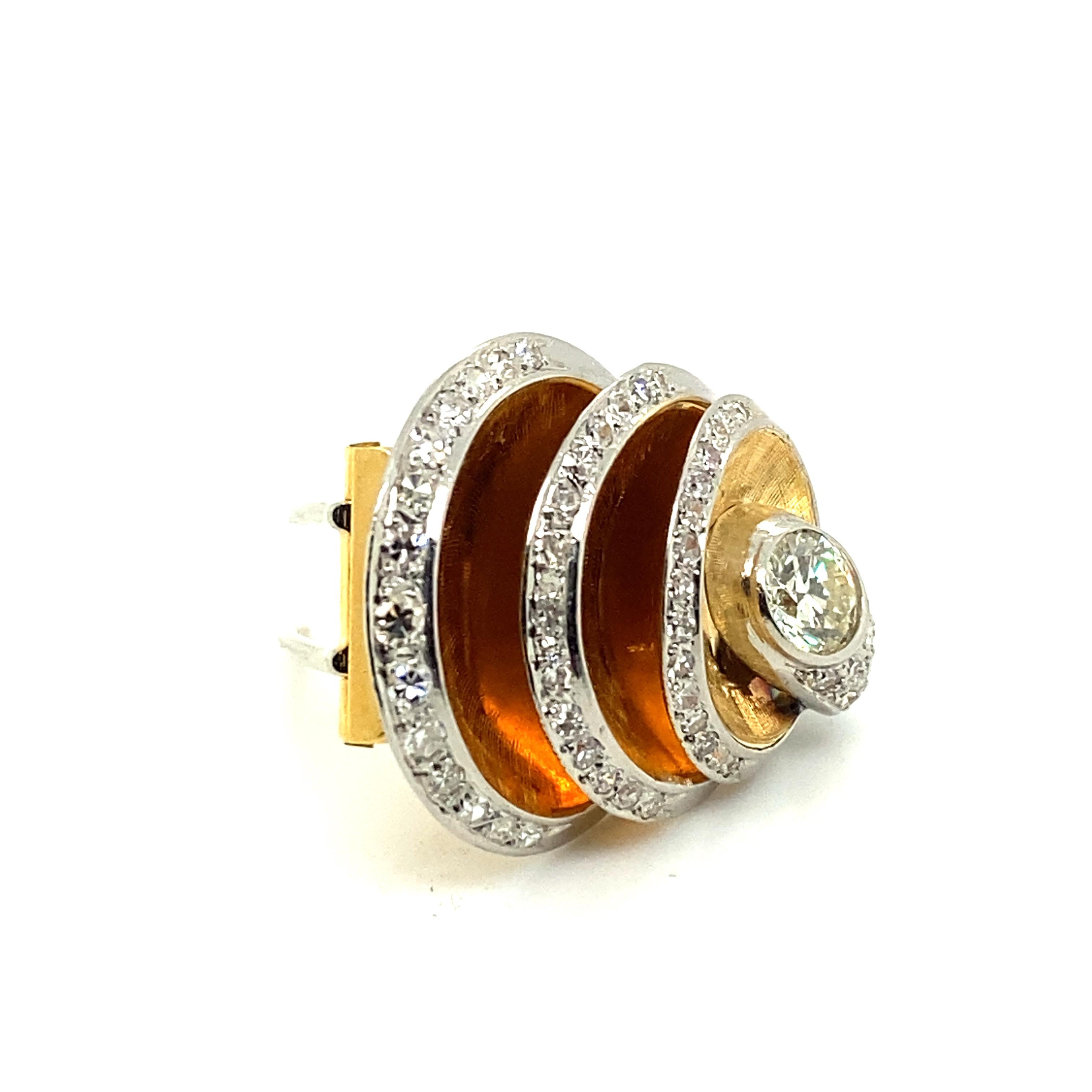 Two Diamond Clip Brooches in 18 Karat Rose and White Gold by Gübelin