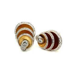 Two Diamond Clip Brooches in 18 Karat Rose and White Gold by Gübelin