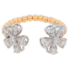 Two Diamond Flowers Illusion Ring with 0.62 Carats of Diamonds 18K Gold Two Diamond Flowers Illusion Ring with 0.62 Carats of Diamonds 18K Gold