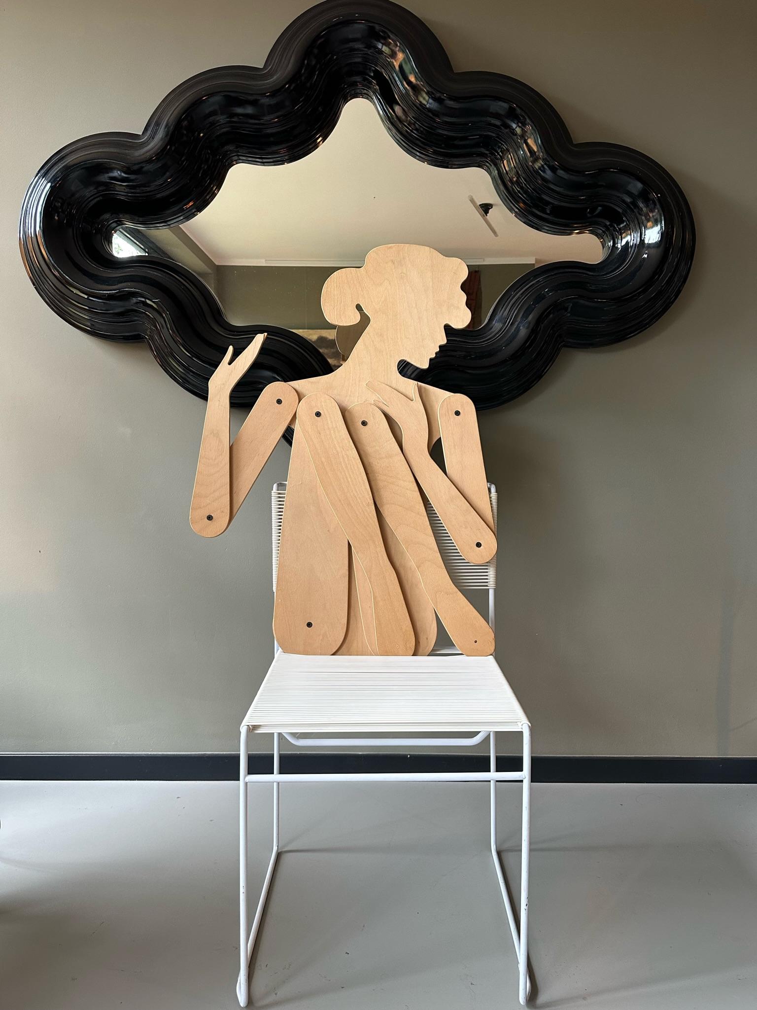 Fin du 20e siècle mannequin en bois bidimensionnel seventies