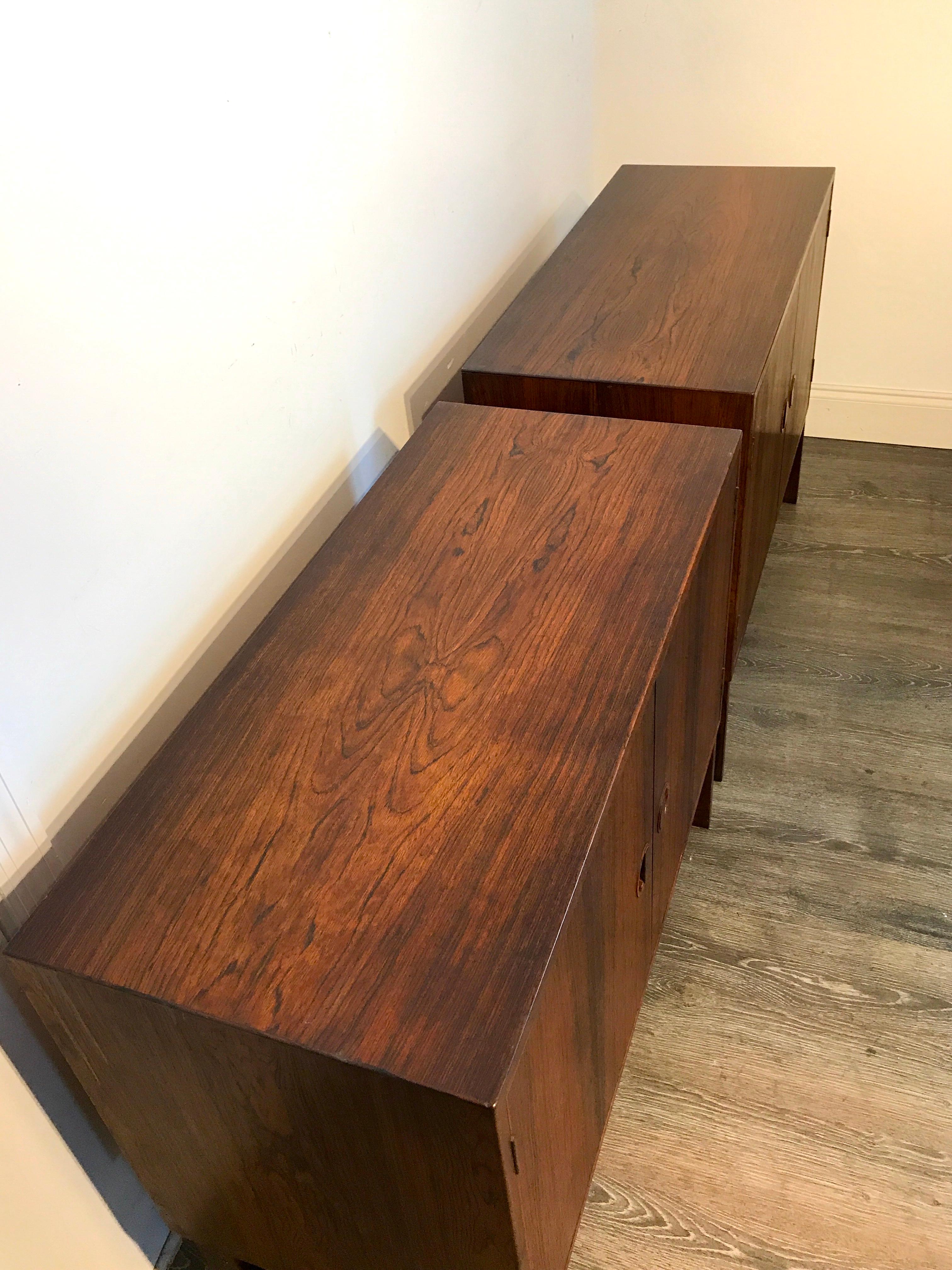 Mid-Century Modern Two Diminutive Rosewood Credenza by Ib Kofod-Larsen for Faarup Møbelfabrik