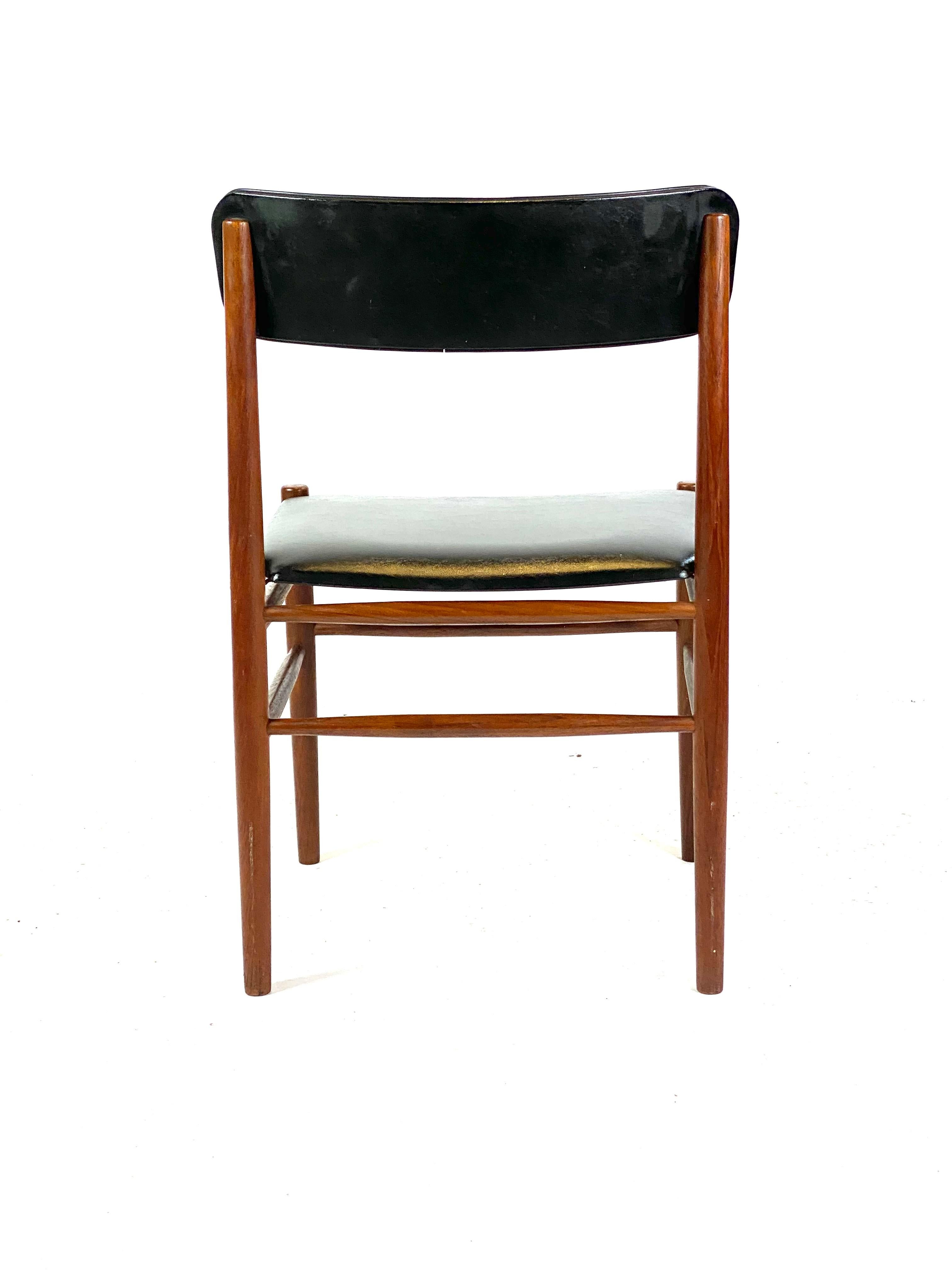 Leather Two Dining Room Chairs in Teak of Danish Design, 1960s