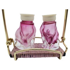 Two Dogs Salt and Pepper Shaker, Coloured Glass, Antique