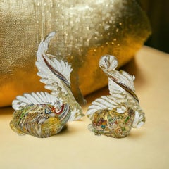 Two Dolphin Fish Fratelli Toso Italian Venetian Murano Millefiori, Italy, 1950s