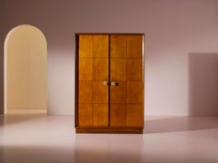 Two-door Art Deco wardrobe, oak structure with inlaid maple panels, Italy, 1930s