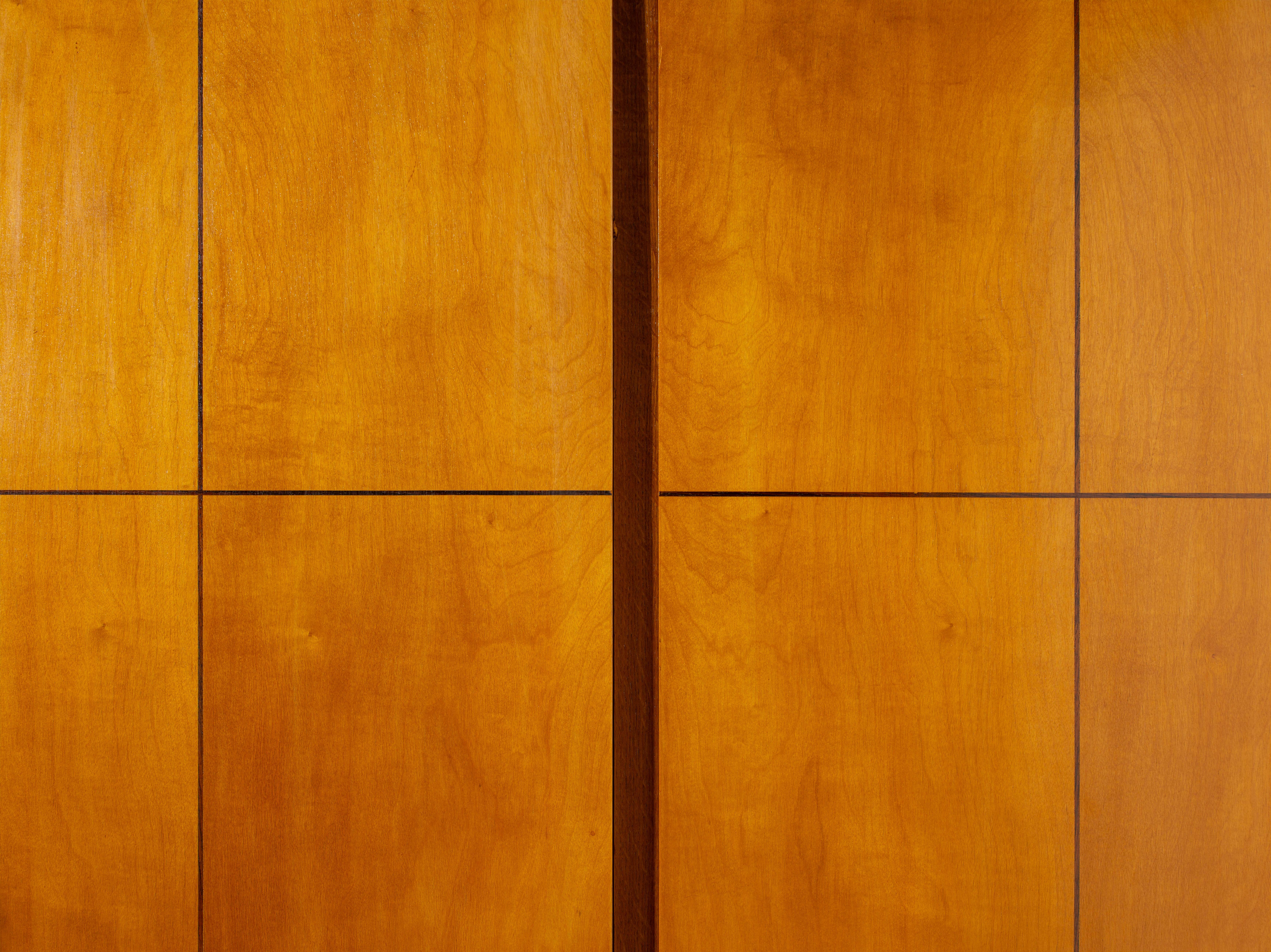 Two-door Art Deco wardrobe, oak structure with inlaid maple panels, Italy, 1930s 1