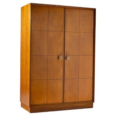 Two-door Art Deco wardrobe, oak structure with inlaid maple panels, Italy, 1930s