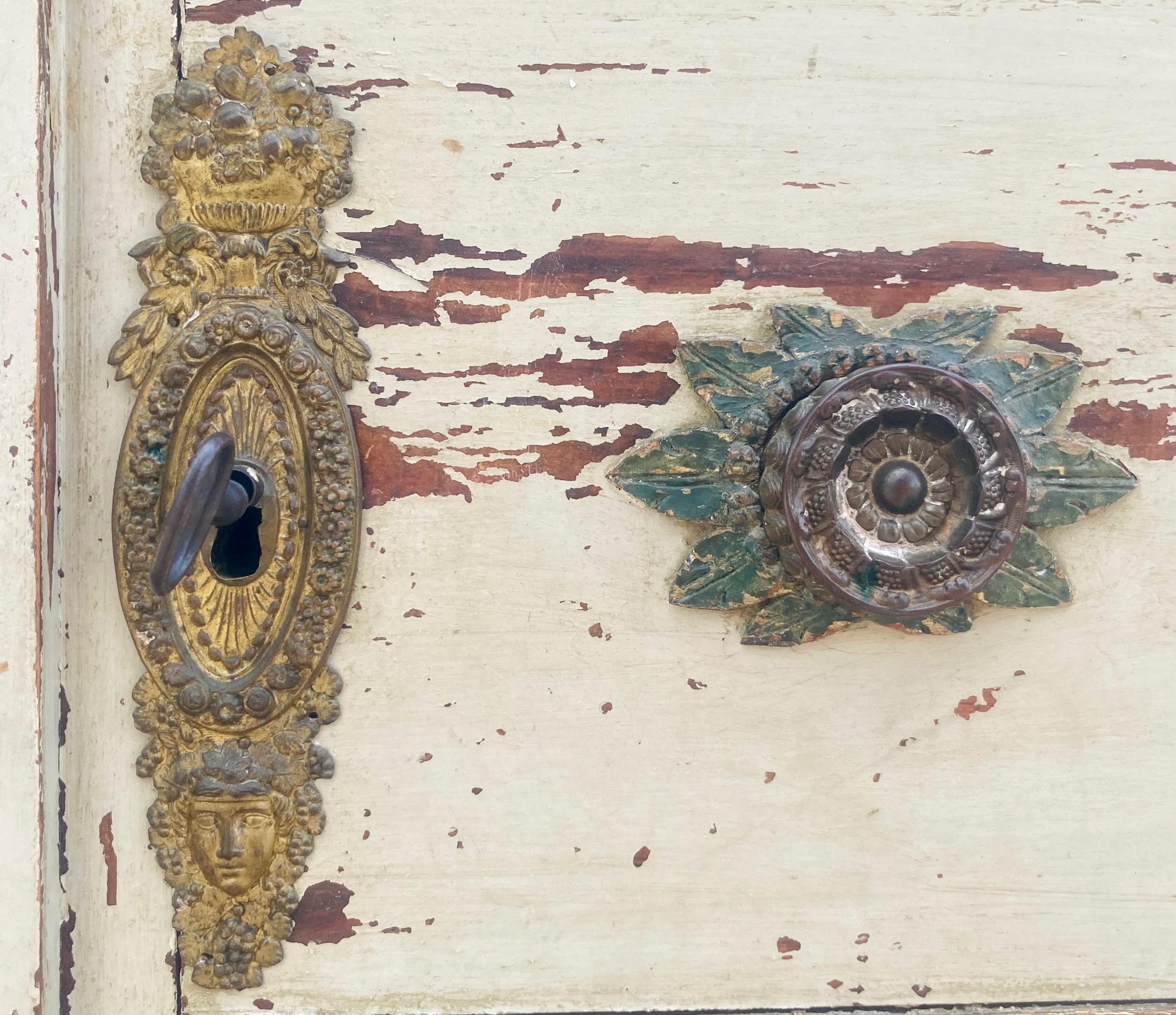 Pine Two Door Baroque Armoire in Original Paint For Sale