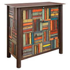 Jim Rose Two-Door Basket Weave Quilt Cupboard, Functional Art Steel Furniture