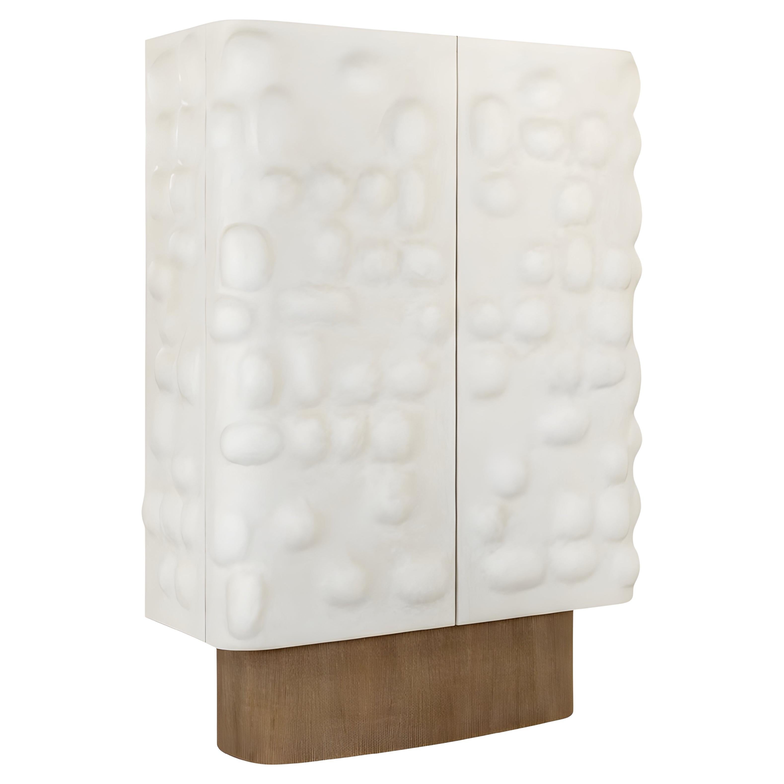 Two-Door Cabinet Crafted from Solid Oak with Plaster Finish By José Castro