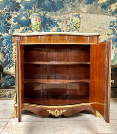 Meuble de rangement à deux portes en marqueterie de fleurs, période Napoléon III, attribué à Sauvrezy
