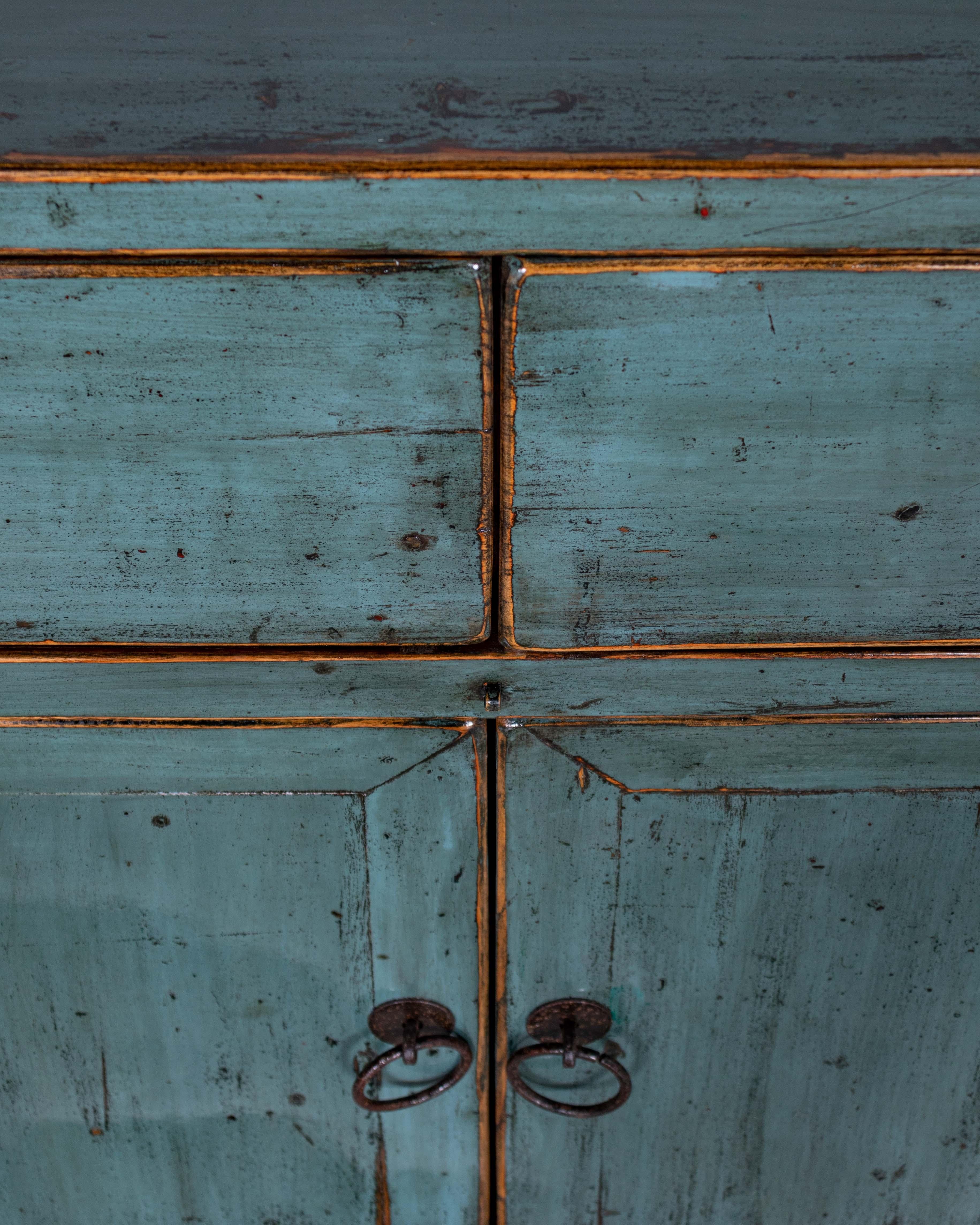 Lacquered Two Door Cabinet in Lacquer Blue Patina