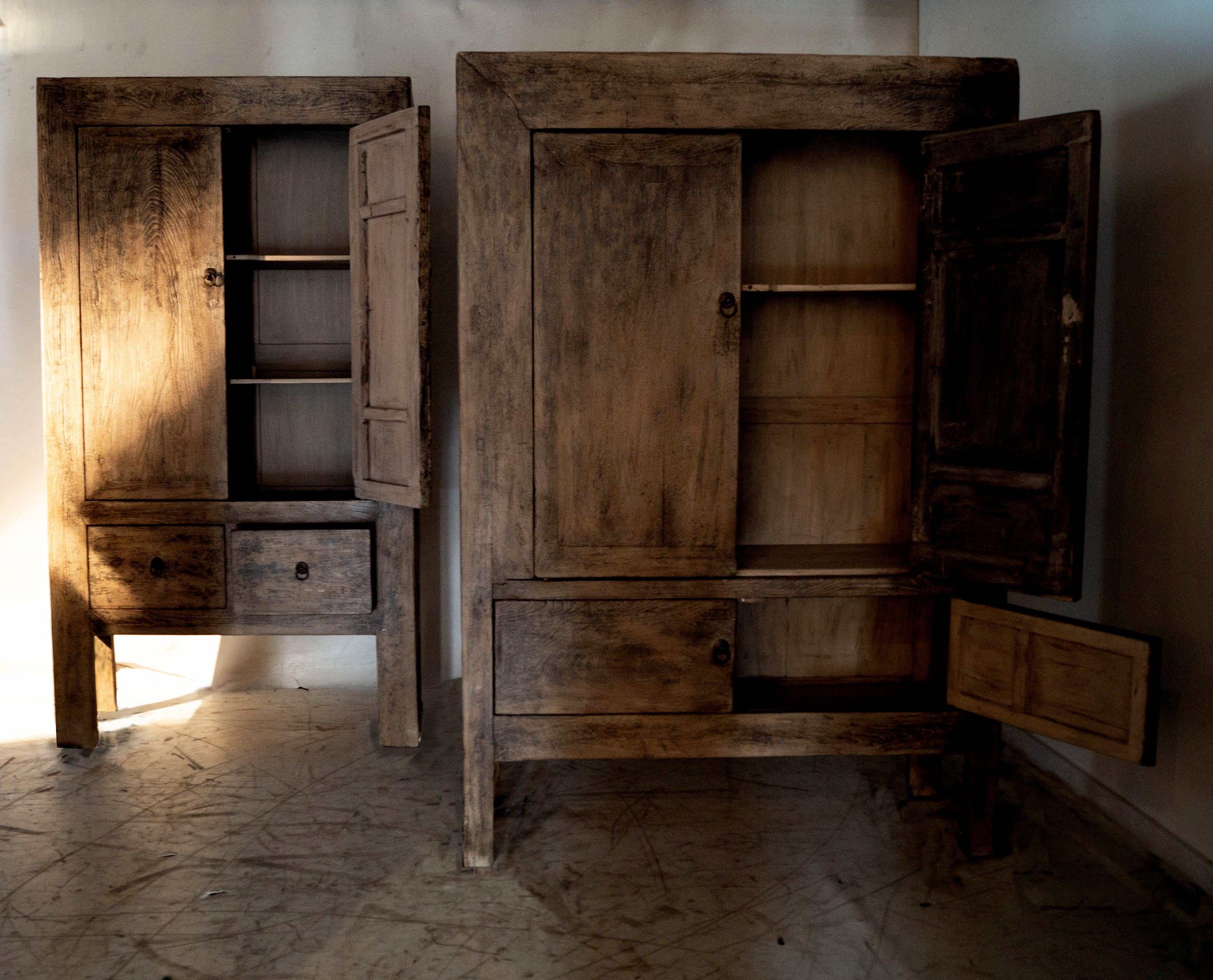 20th Century Two Door Cabinet Made from Reclaimed Elm For Sale