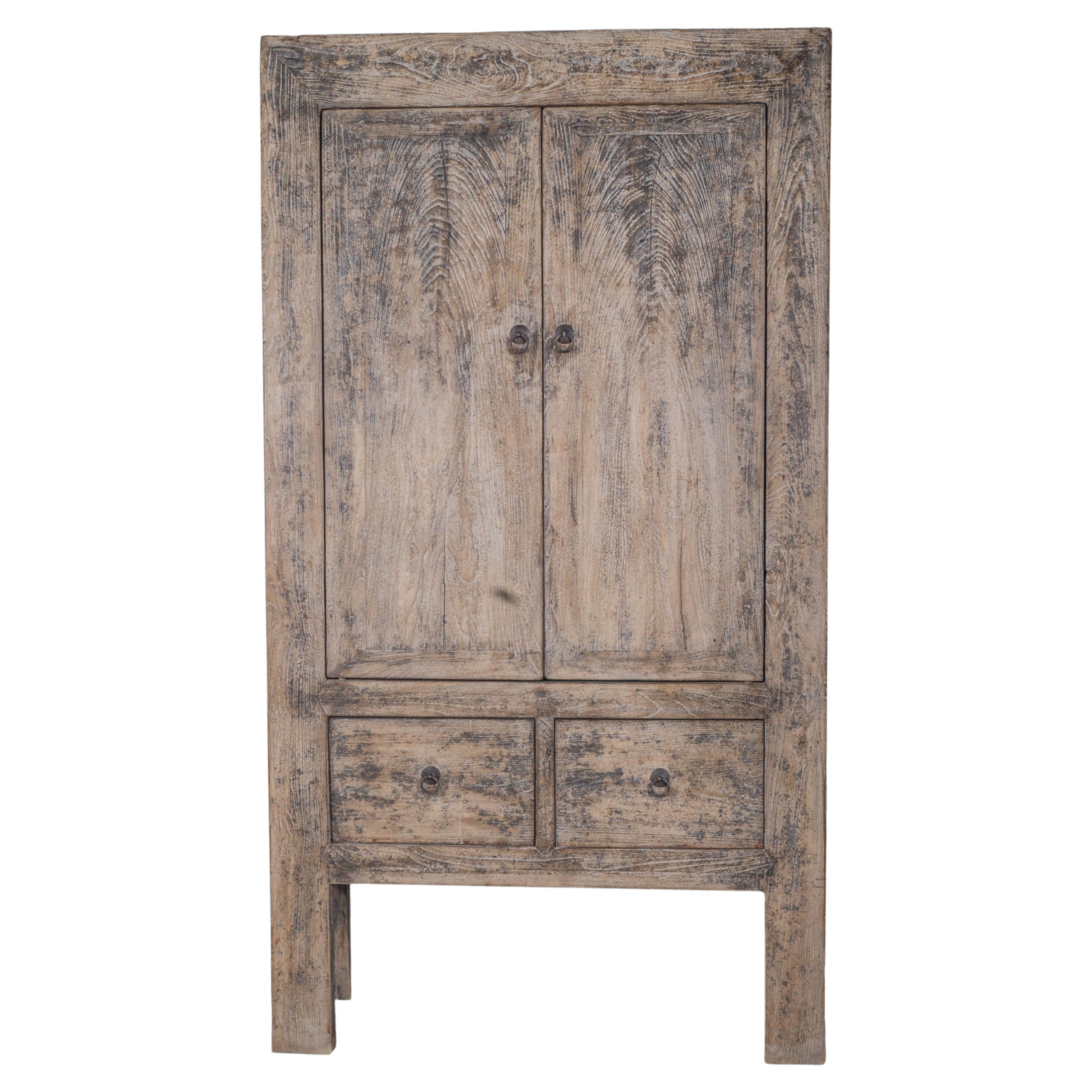 Two Door Cabinet Made from Reclaimed Elm  For Sale