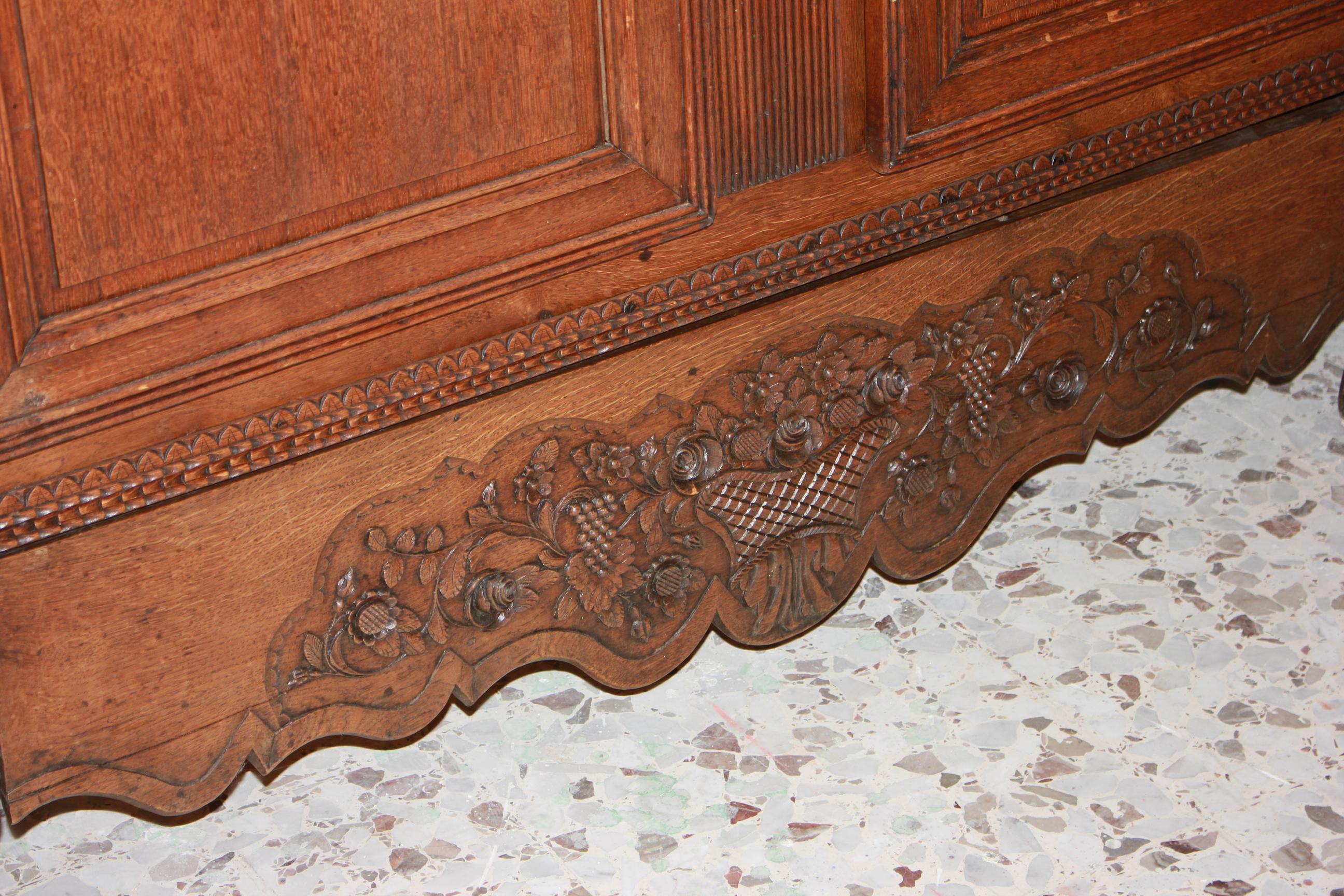 Two-Door Carved Normandy Wardrobe, France 18th Century For Sale 1