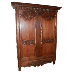 Two-Door Carved Normandy Wardrobe, France 18th Century