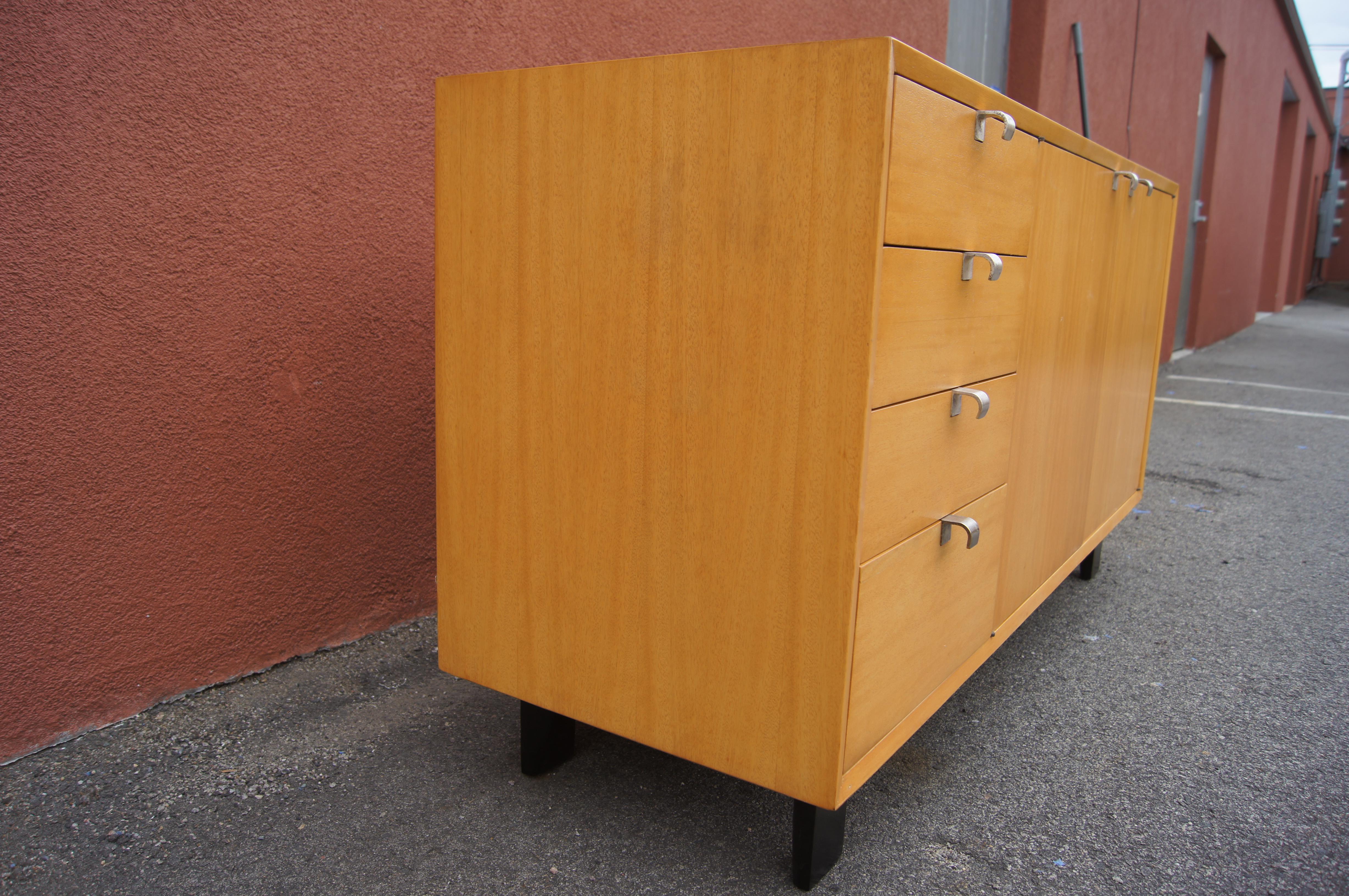 Chrome Two-Door Comb-Grain Oak Cabinet by George Nelson for Herman Miller