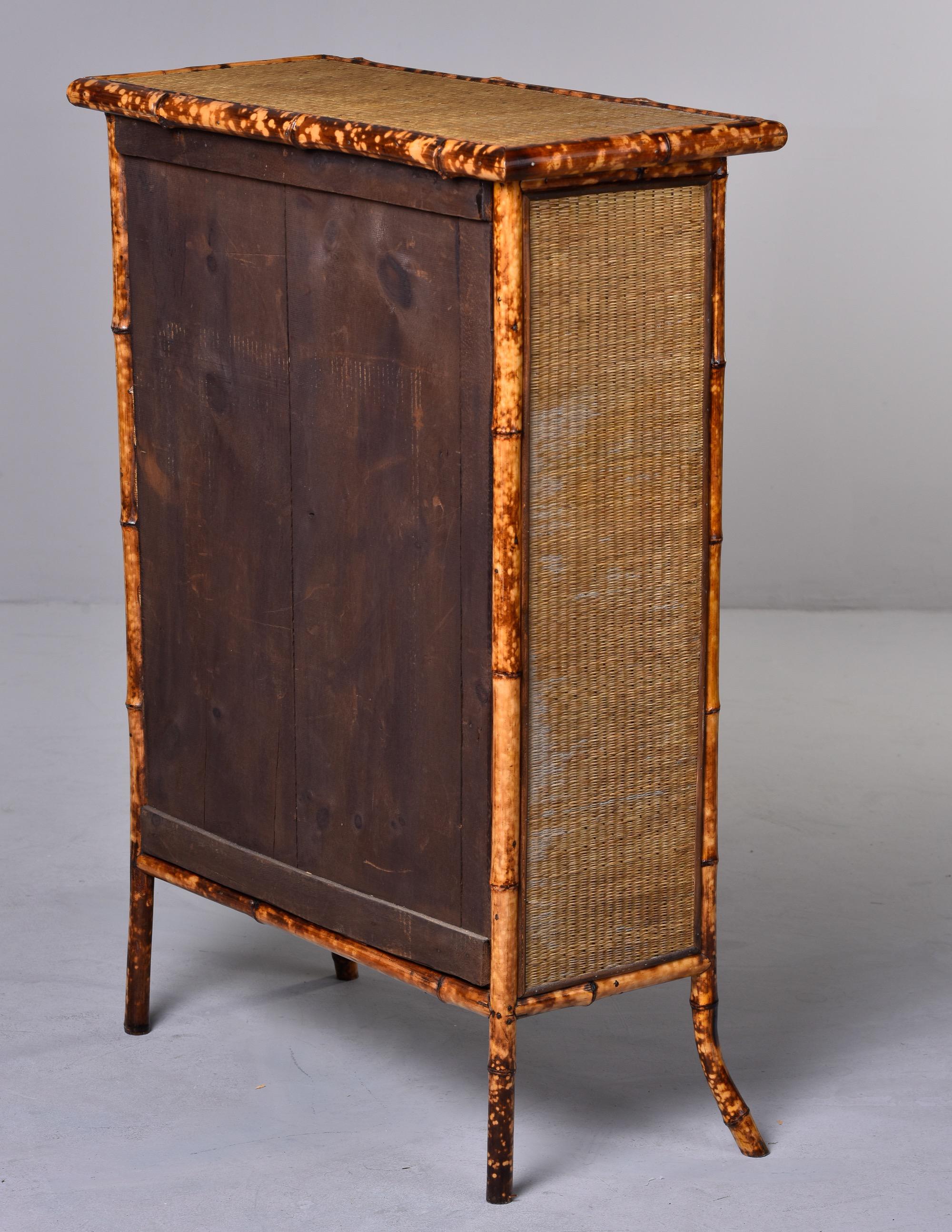 20th Century Two Door Glass Front Cabinet with Spotted Bamboo Frame