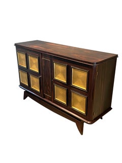 Two Door Madagascar Wood with Gold Gilt Credenza, France, 1940s