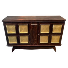 Two Door Madagascar Wood with Gold Gilt Credenza, France, 1940s
