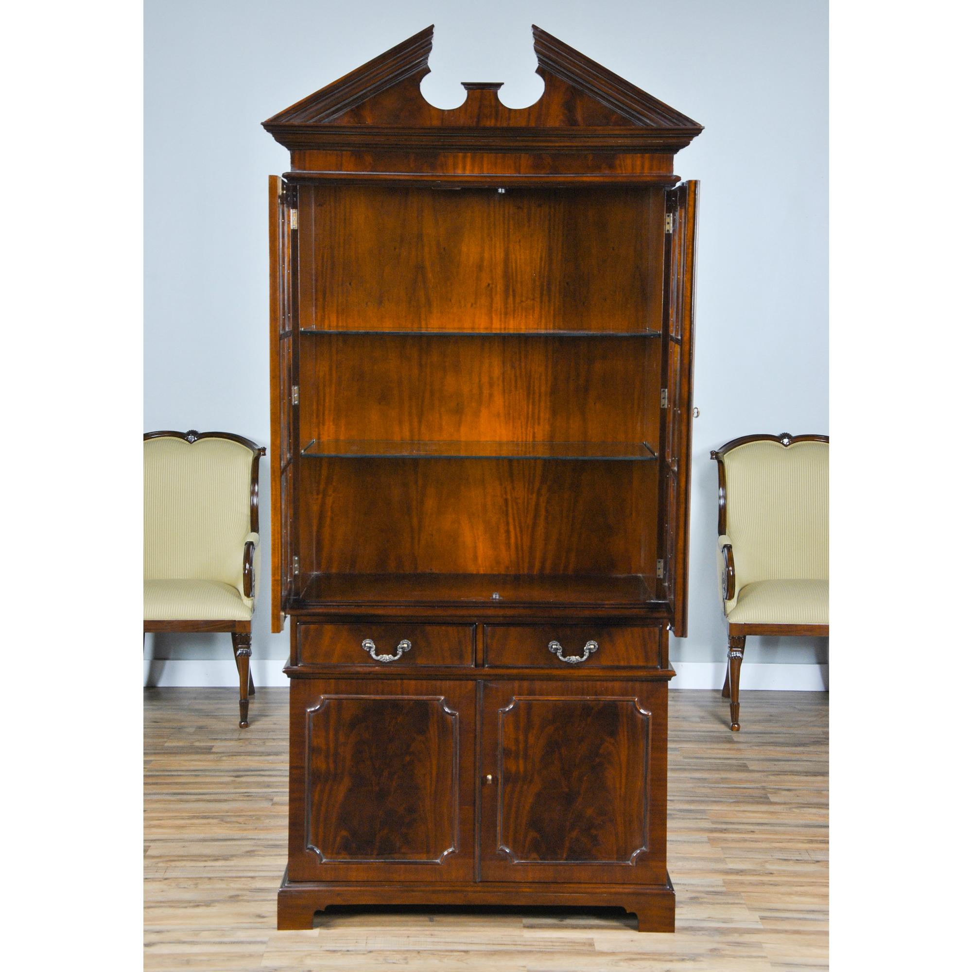 Chippendale Two Door Mahogany China Closet  For Sale