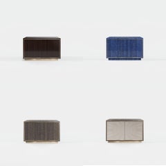 Two-Door Modern Wood Cabinet with Brushed Brass Trim