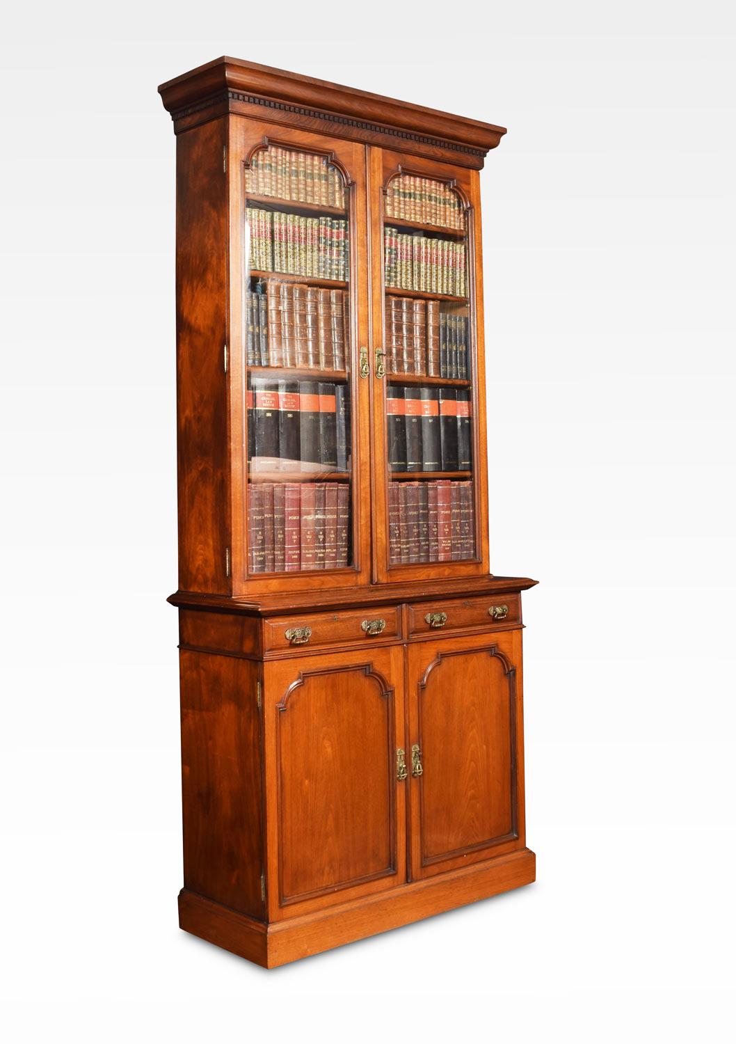 narrow bookcase with doors