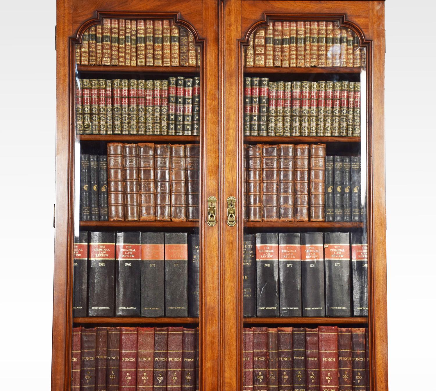 Two-Door Narrow Walnut Bookcase In Good Condition In Cheshire, GB