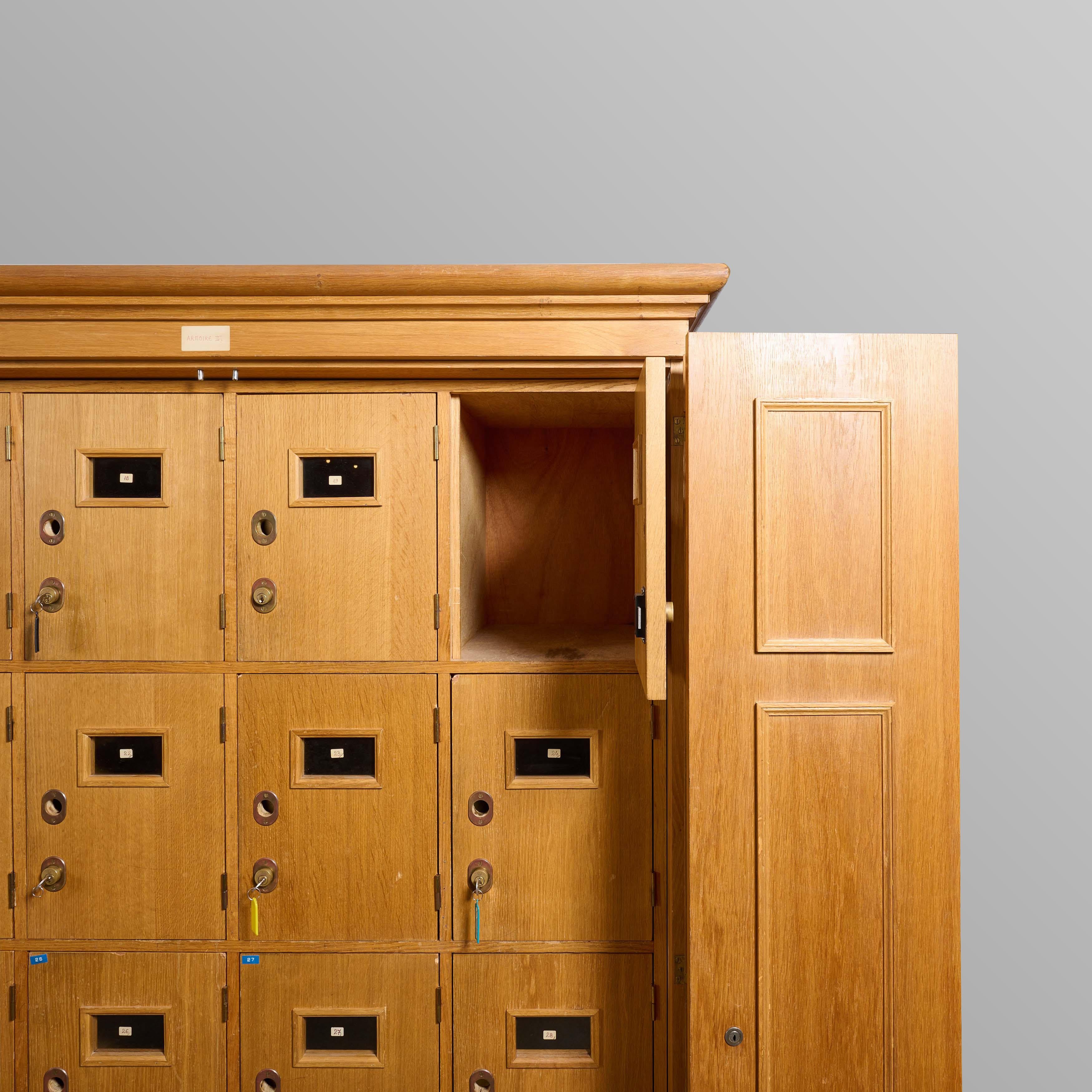 Two Door Oak Cabinet from the Bank of France In Good Condition For Sale In Chicago, IL