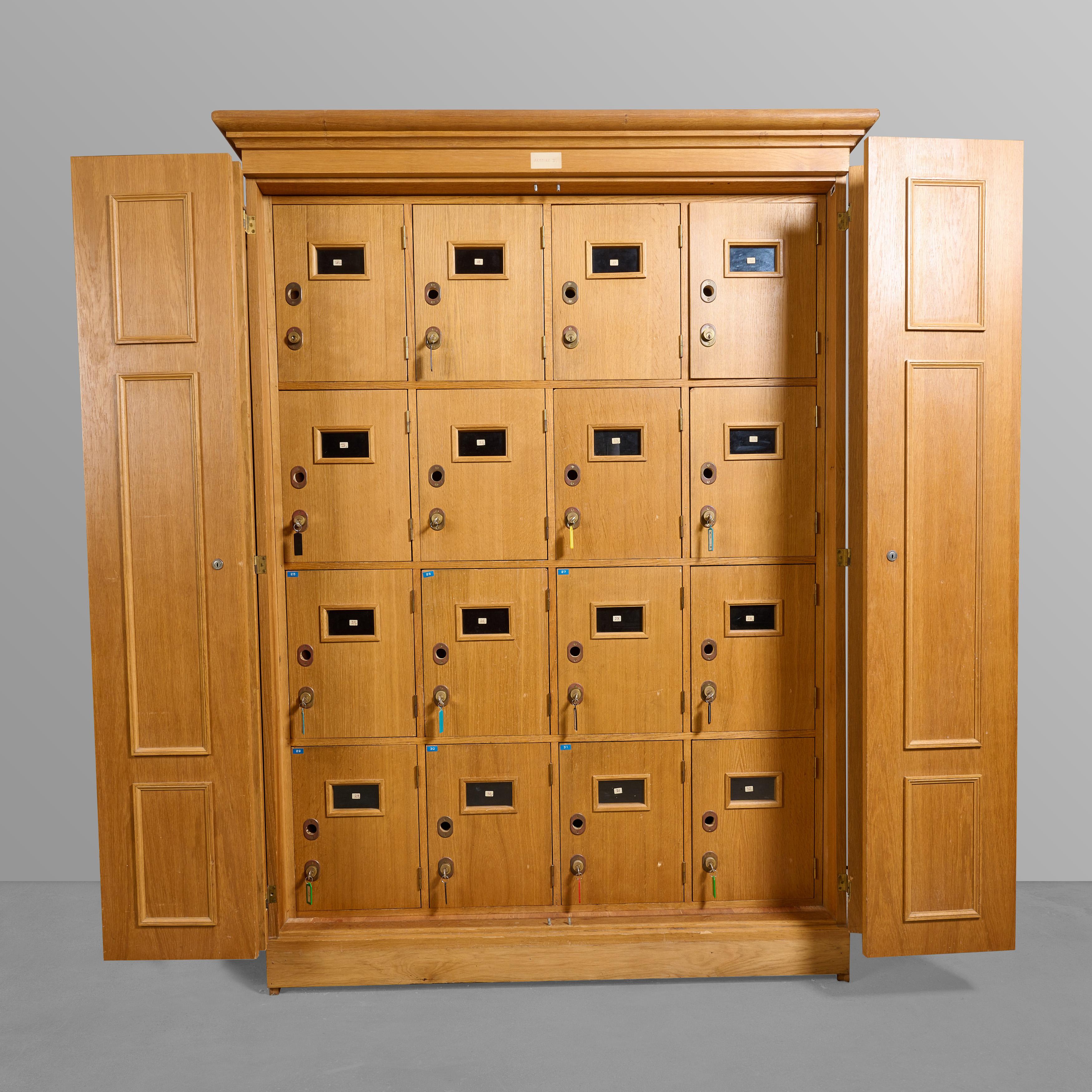 Mid-20th Century Two Door Oak Cabinet from the Bank of France For Sale