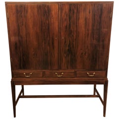 Two-Door over Three-Drawer Mid-Century Modern Brazilian Rosewood Cabinet Chest